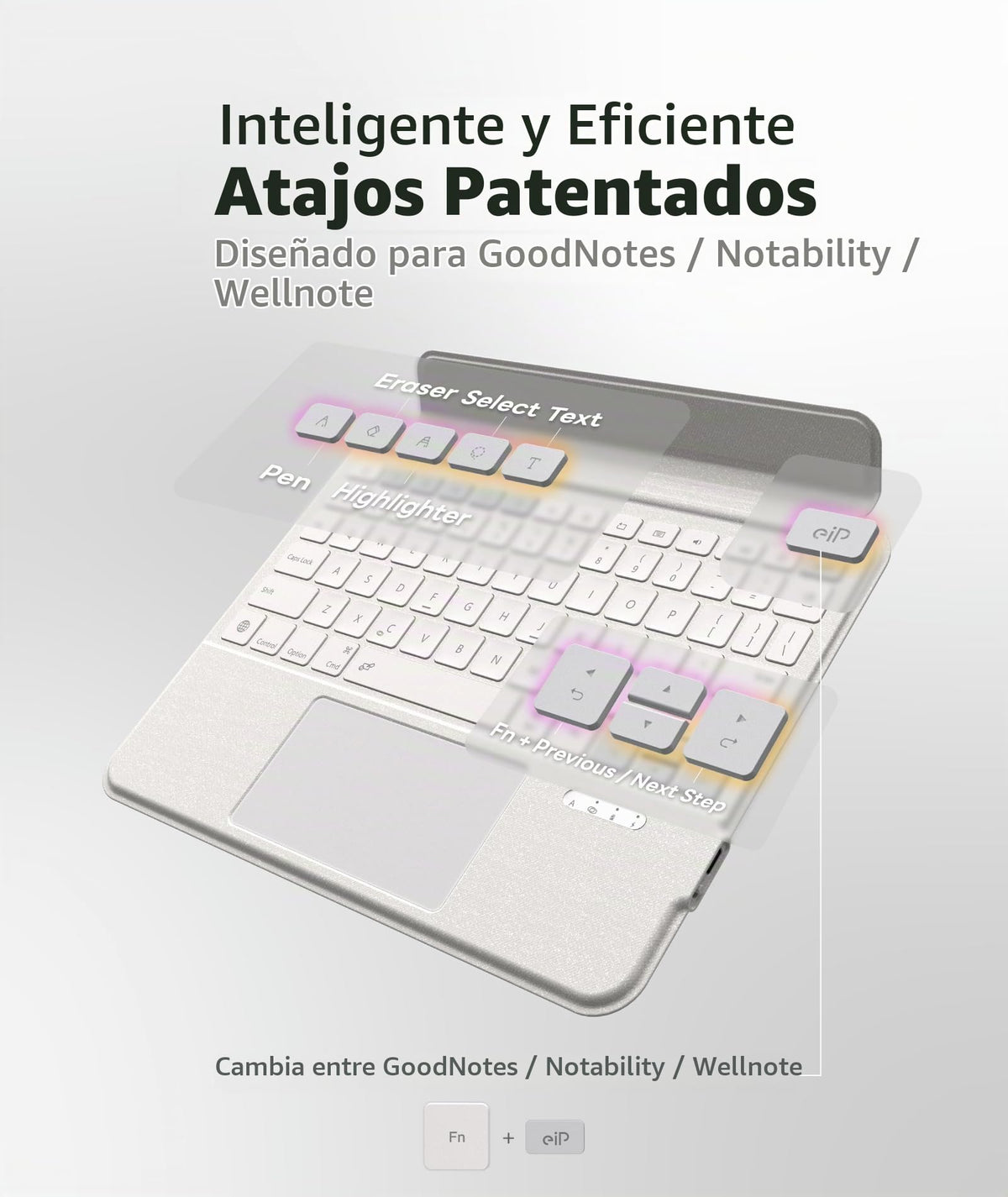 Funda con Teclado EIP Blanco Magnético Desmontable para iPad Pro de 13 Pulgadas