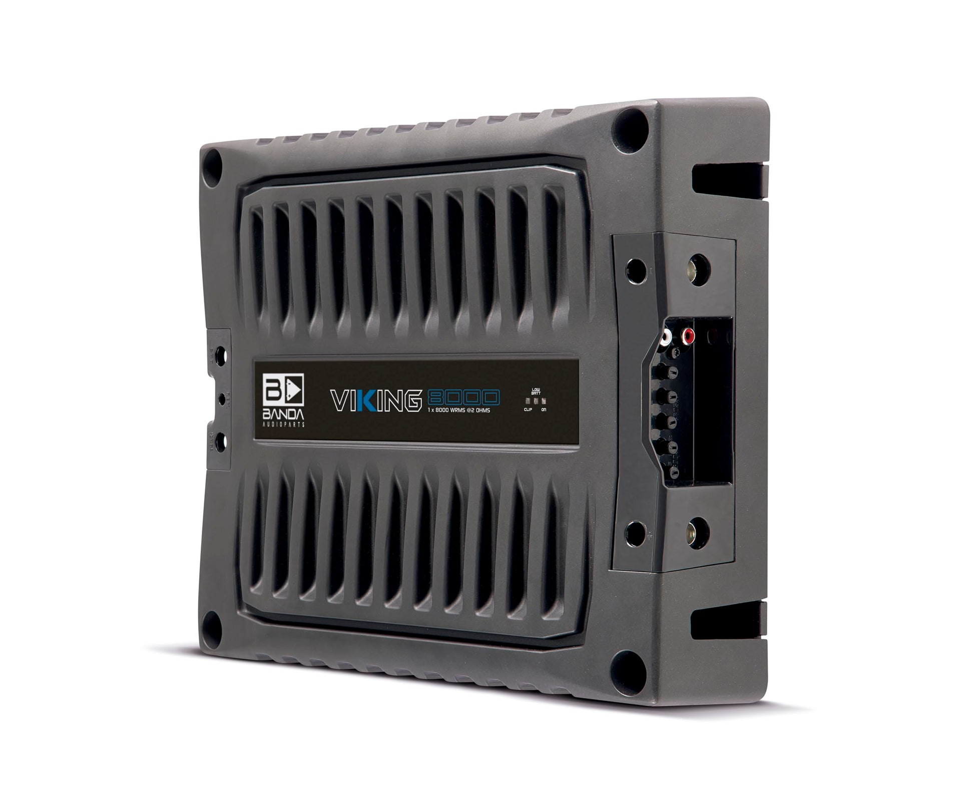 Banda VIK8000.2BK - Amplificador de Coche Altavoz de Audio de 2 ohmios, Rango Completo, Nuevo Viking 8000 vatios Rms, indicador LED de Sonido especializado chasis de Aluminio, Negro