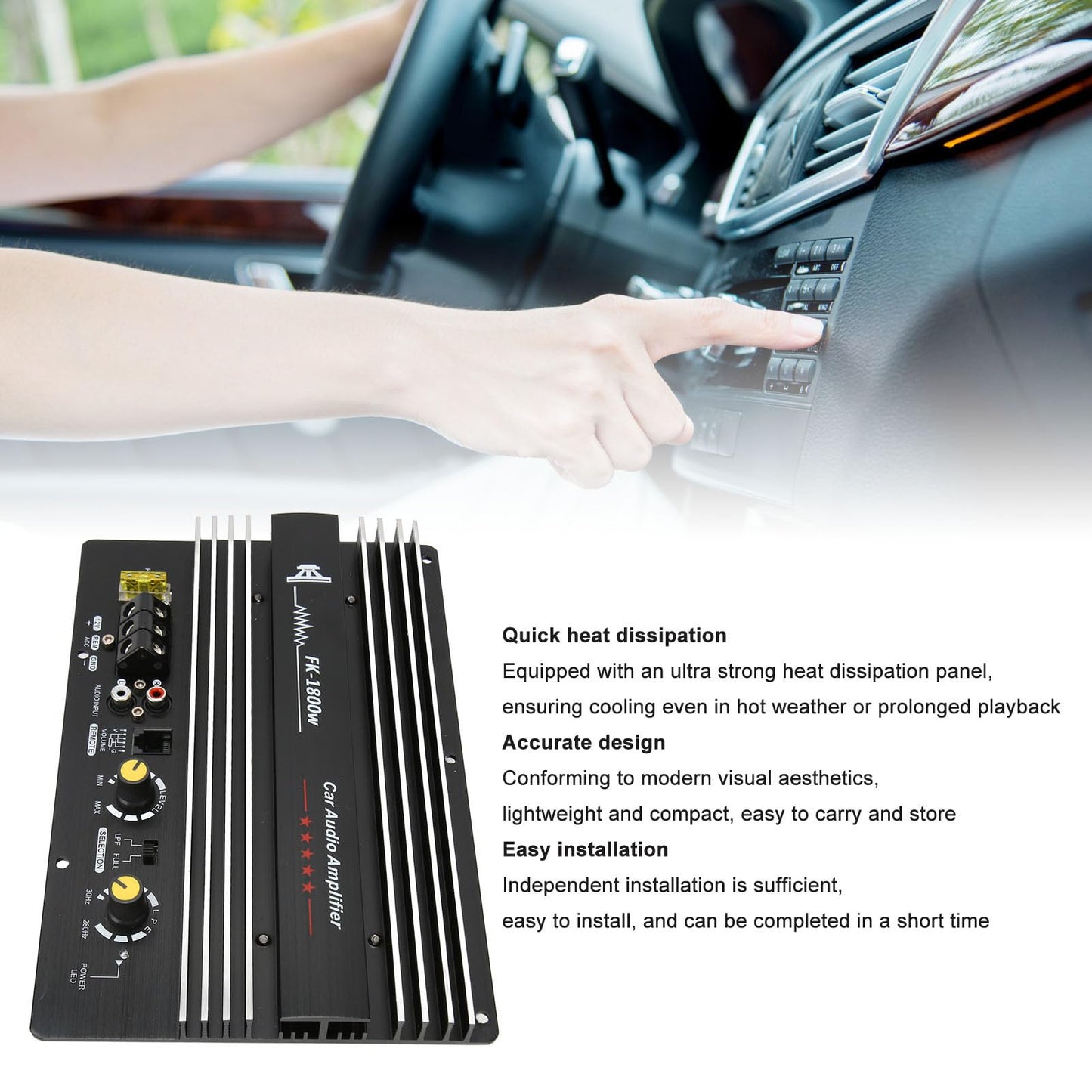 Amplificador de Potencia para Automóvil de 1800 W Preciso con Rápida Disipación y Sonido Claro para Subwoofer