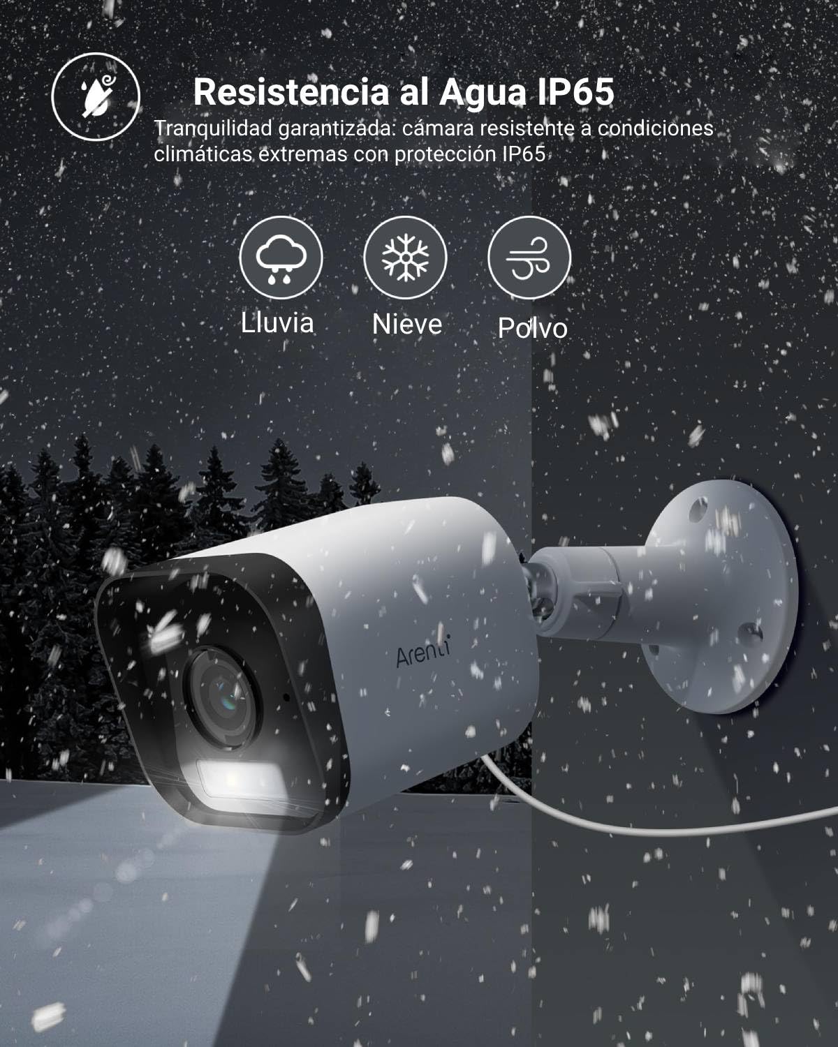 Cámara de Seguridad Arenti Blanca 4MP 2.5K Impermeable con Audio Bidireccional y Detección de Movimiento