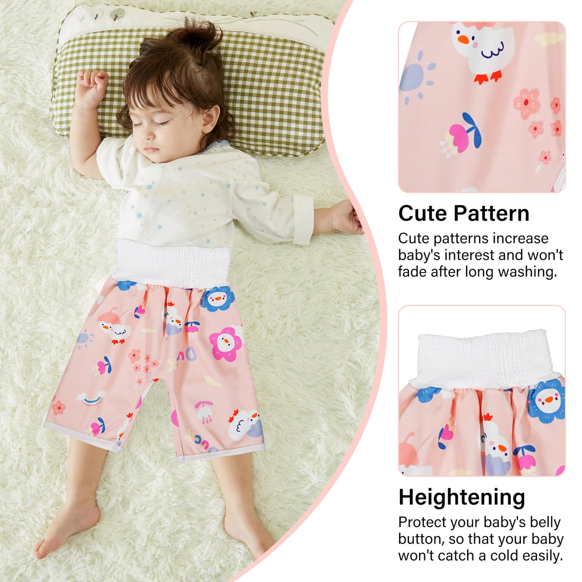 CUXFLS - Pantalones de pañales impermeables para bebés y niños, pantalones absorbentes de entrenamiento para ir al baño para niños y niñas, Chick, Medium