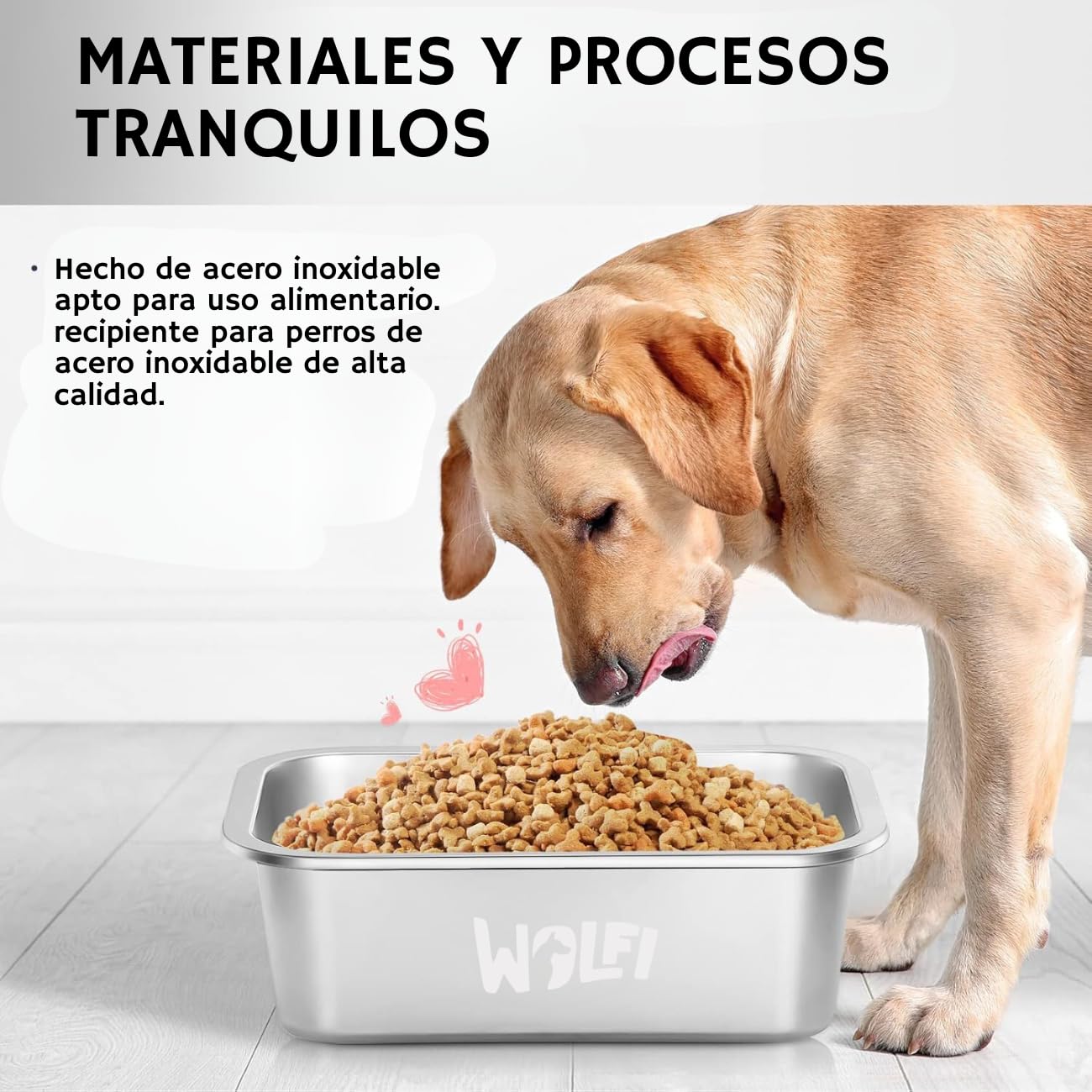 Plato para Perro Wolfi Acero Inoxidable Alta Capacidad para Perro Grande