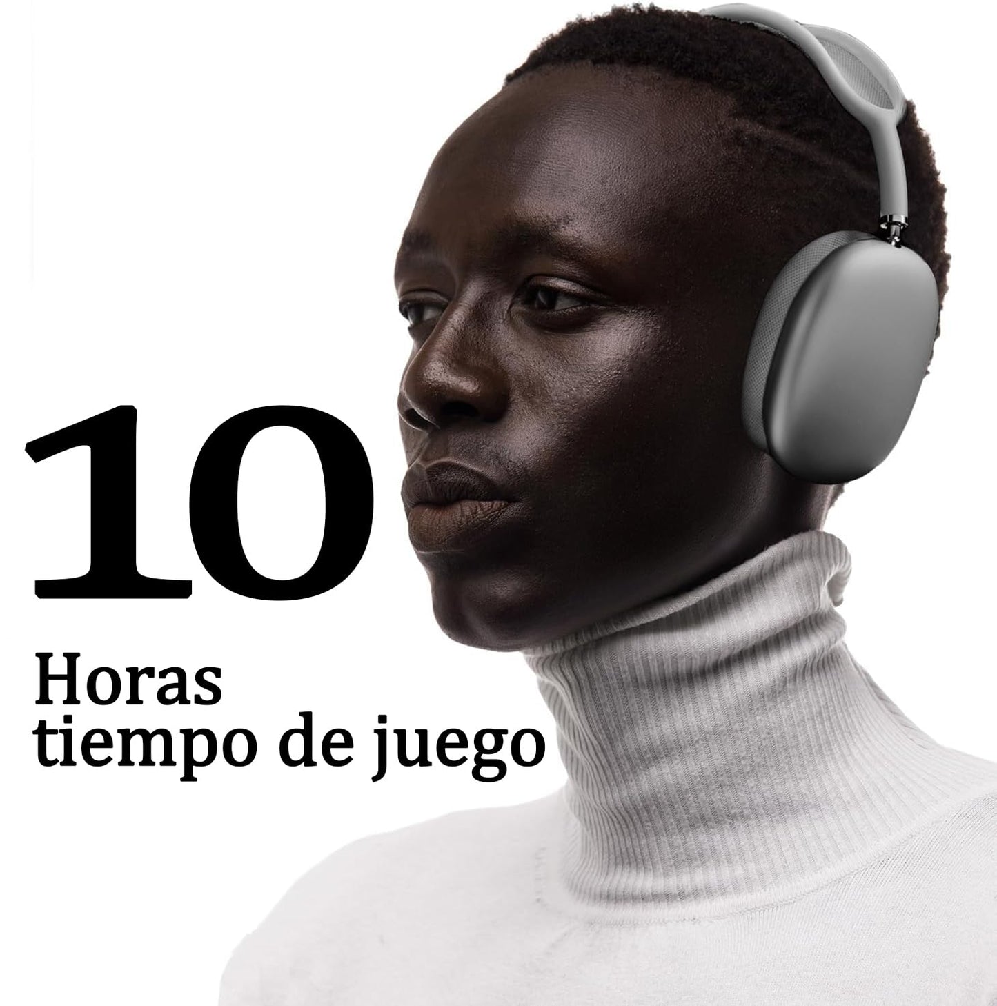 Audífonos inalámbricos on-Ear, Diadema Inalámbricos, Bluetooth 5.1, Micrófono Incorporado para Llamadas, Soporta TF, Conexión de Cable 3.5 mm, hasta 10 Horas, Alcance Inalámbrico de 10 Metros (Plata)