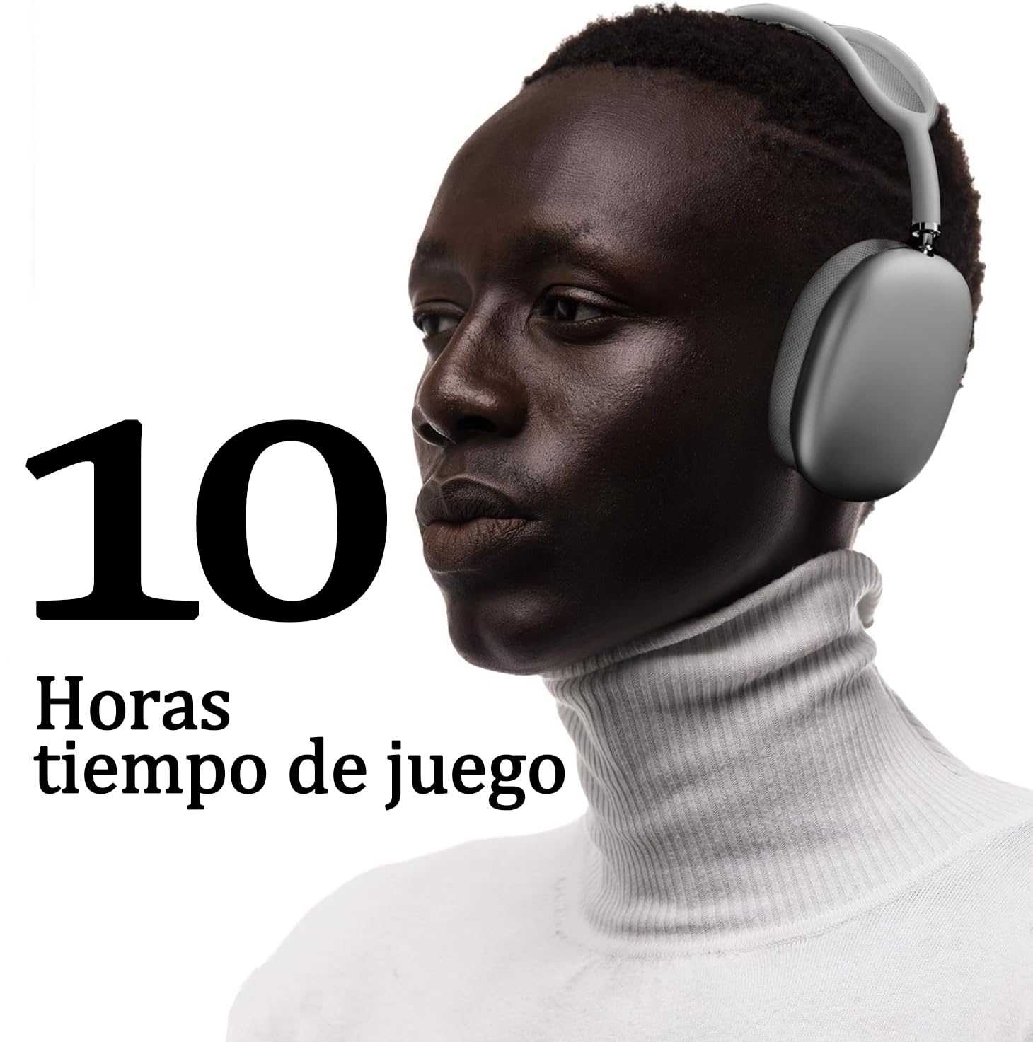 Audífonos inalámbricos on-Ear, Diadema Inalámbricos, Bluetooth 5.1, Micrófono Incorporado para Llamadas, Soporta TF, Conexión de Cable 3.5 mm, hasta 10 Horas, Alcance Inalámbrico de 10 Metros (Plata)