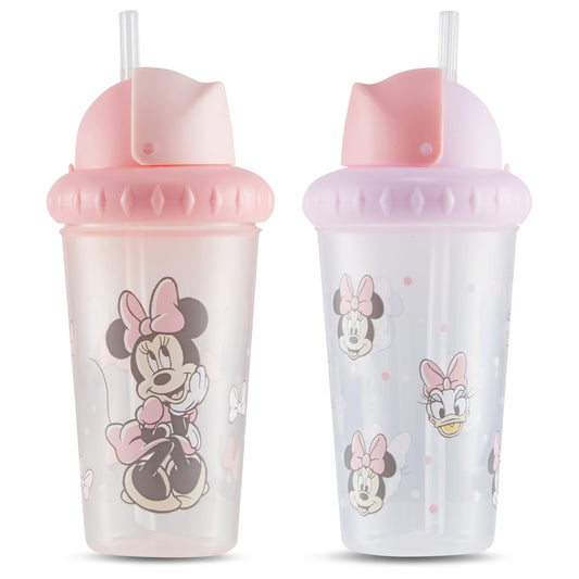Disney - Vasos para sorbos para niños y niñas, paquete de dos tazas para sorber de 10 onzas, con popote y tapa, botella de agua de viaje duradera a prueba de fugas para niños pequeños