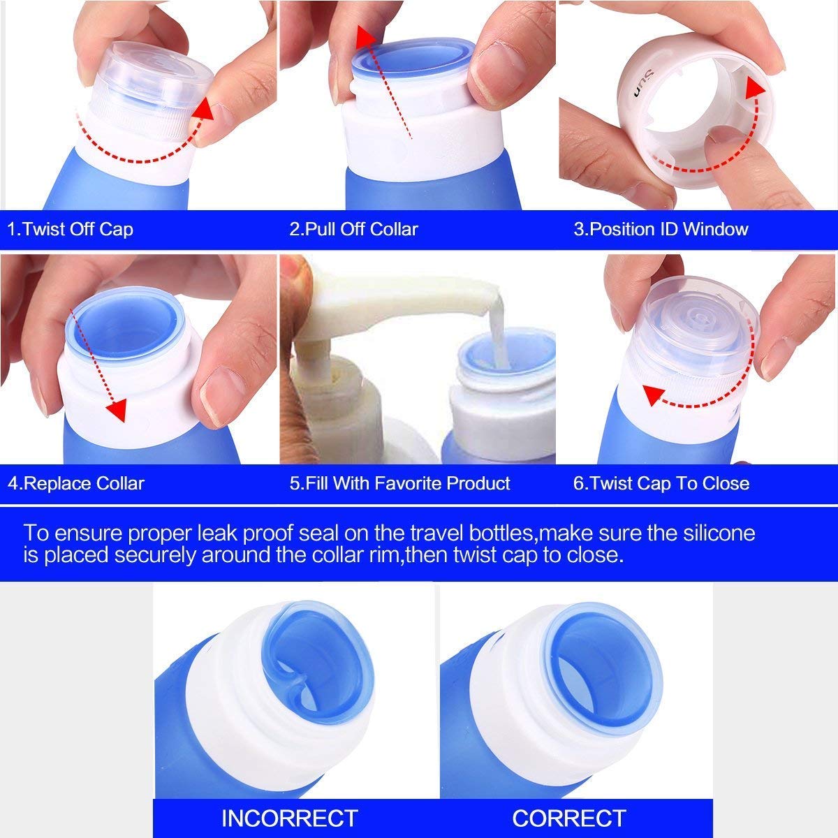 SMING Portable Soft Silicone Travel bottles Set TSA Approved Carry On Shampoo Conditioner Bottle Leak Proof Design BPA Free for Cosmetics 3.3 Oz with Shower Lanyard in EVA Bag(4 Pack (multi))