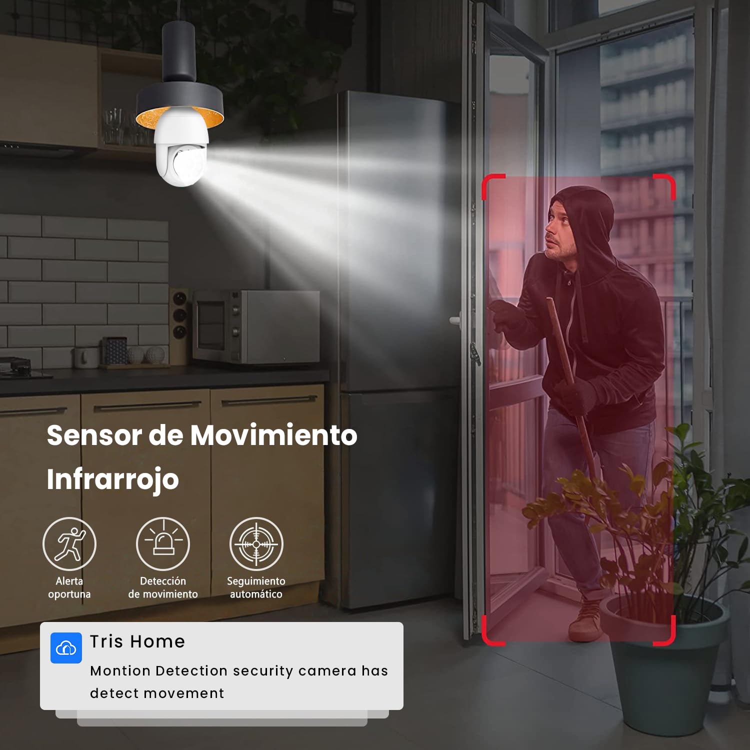 Foco con Cámara de Seguridad EASYTAO Q05 Blanco Impermeable Exterior Compatible con Alexa