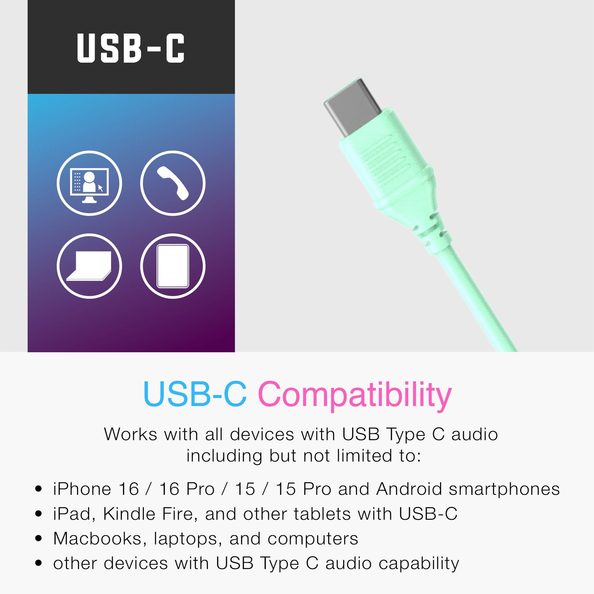 Auriculares MEE audio KidJamz KJ55 USB-C LED Multicolores para Niños