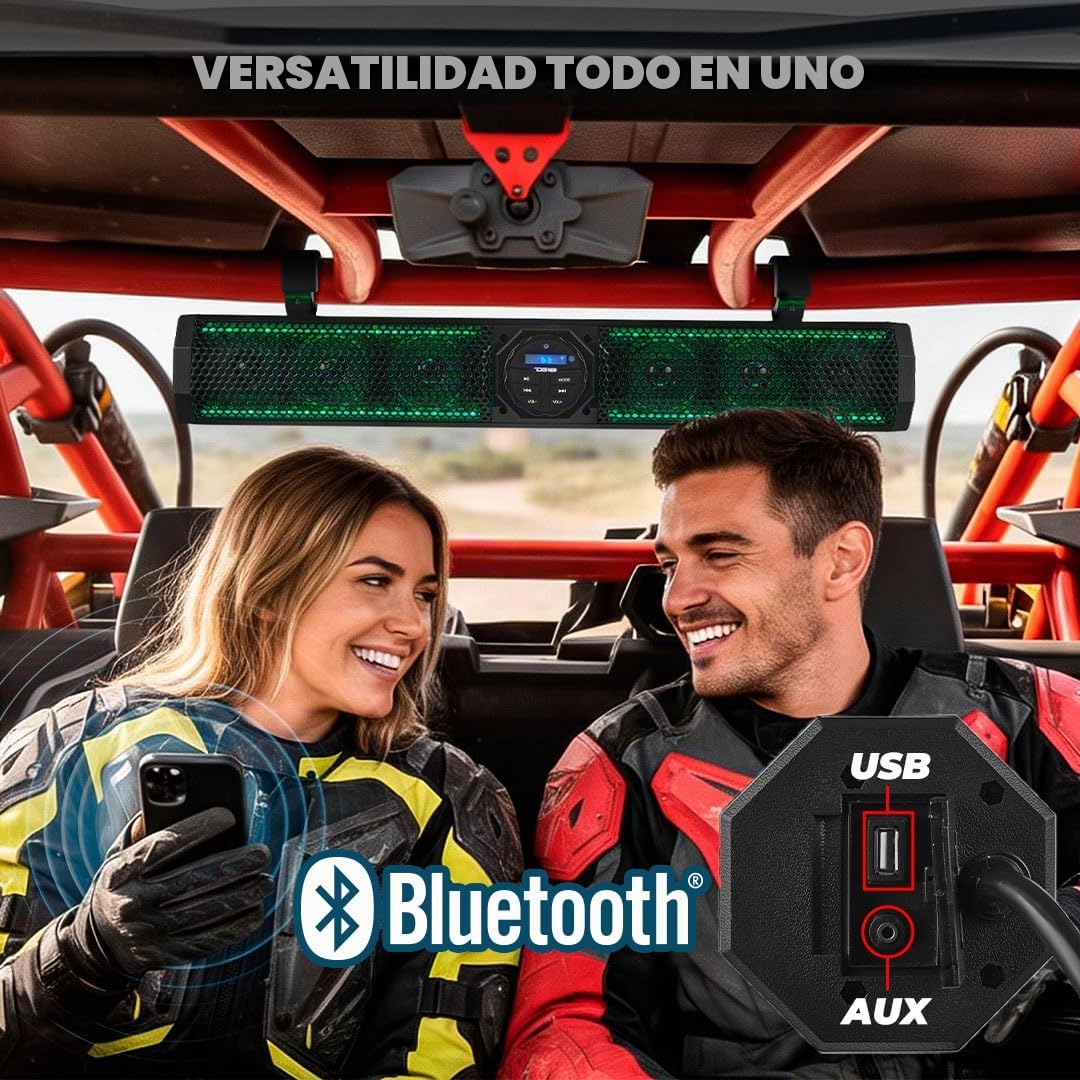 Barra de Sonido Marina DS18 SB26BTXRGB Blanca con Bluetooth USB e Iluminación RGB, 6 Altavoces, 600 W Máximo, Panel de Control Giratorio