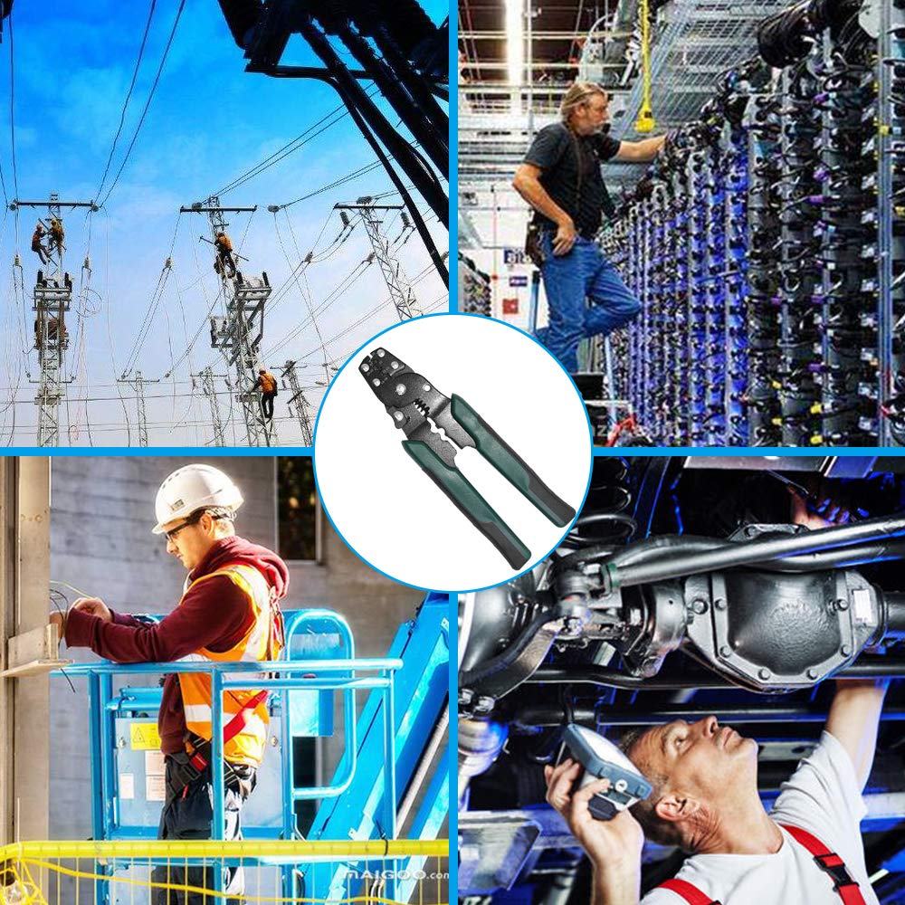 Herramientas de extracción de terminales de pines de 18 piezas con crimpadora de terminal de barril abierto, extracción de terminales automáticas findTop y crimpadora de terminales de 24-14 AWG para pin de terminal de conector de cable automático para aut