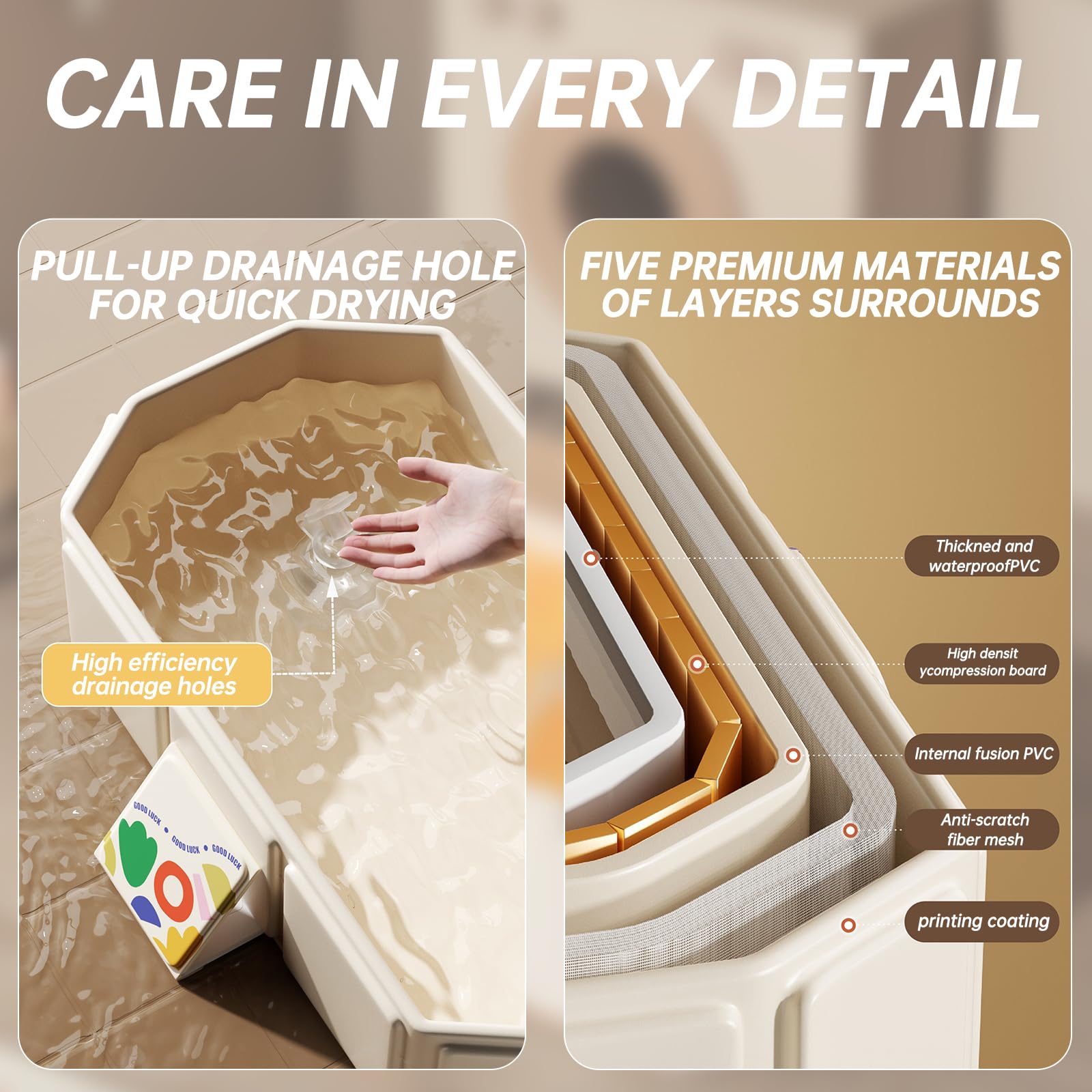 IcyByte - tina plegable para bebés y niños pequeños con base antideslizante, fácil almacenamiento, perfecta para espacios pequeños, color blanco