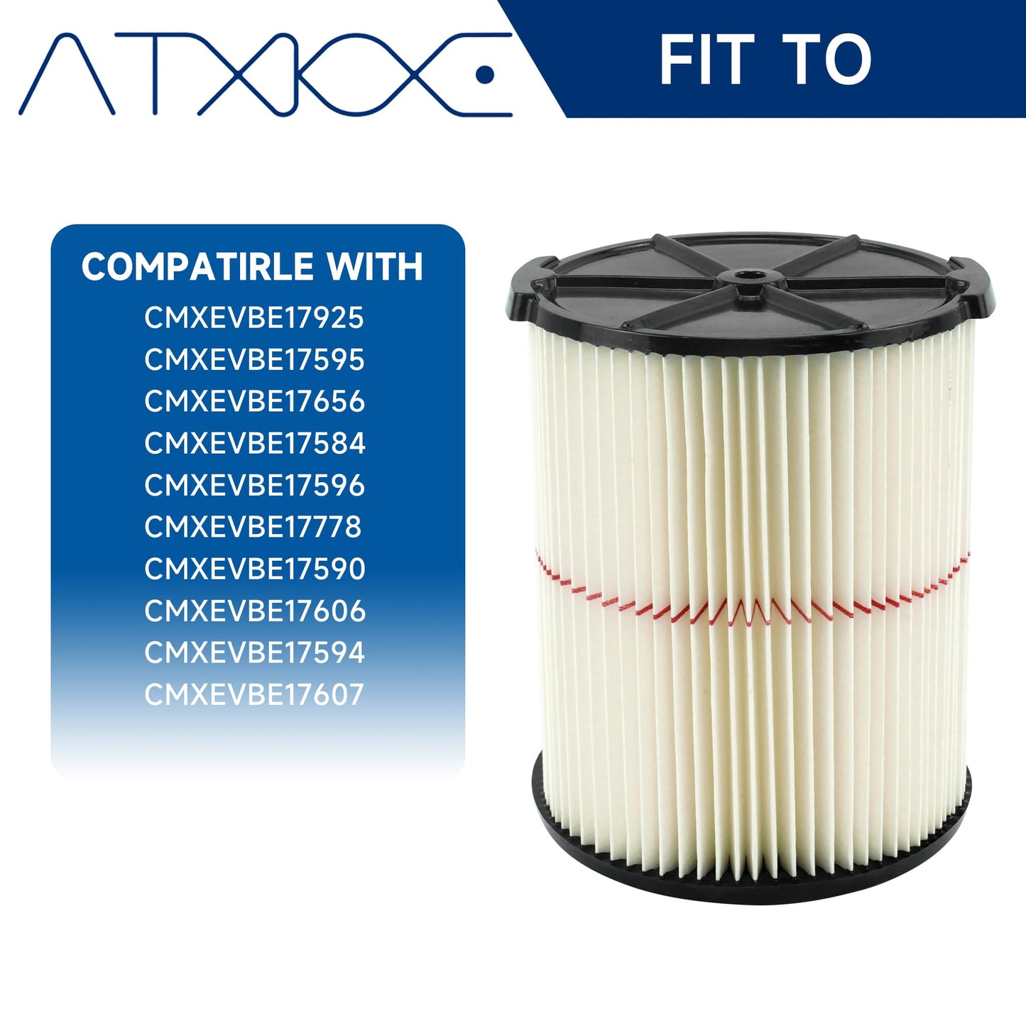 ATXKXE Filtro de repuesto para Craftsman CMXZVBE38754 apto para aspiradora de tienda de 5 a 20 galones (paquete de 2)