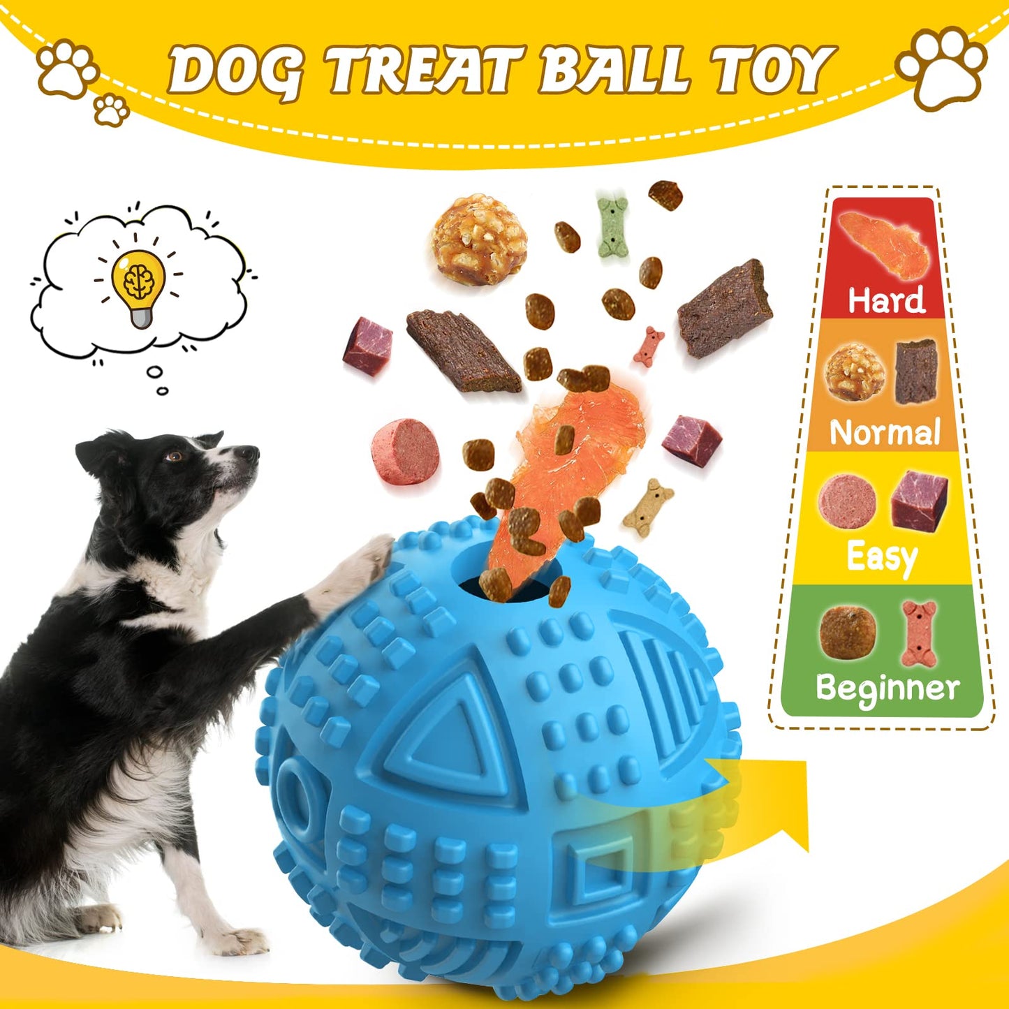 Bolas para perros dispensadoras de juguetes para perros, bolas de regalo para perros IQ para perros grandes, juguetes para perros chirriantes para masticadores agresivos, juguetes interactivos de goma duraderos para masticar perros, juguetes de enriquecim