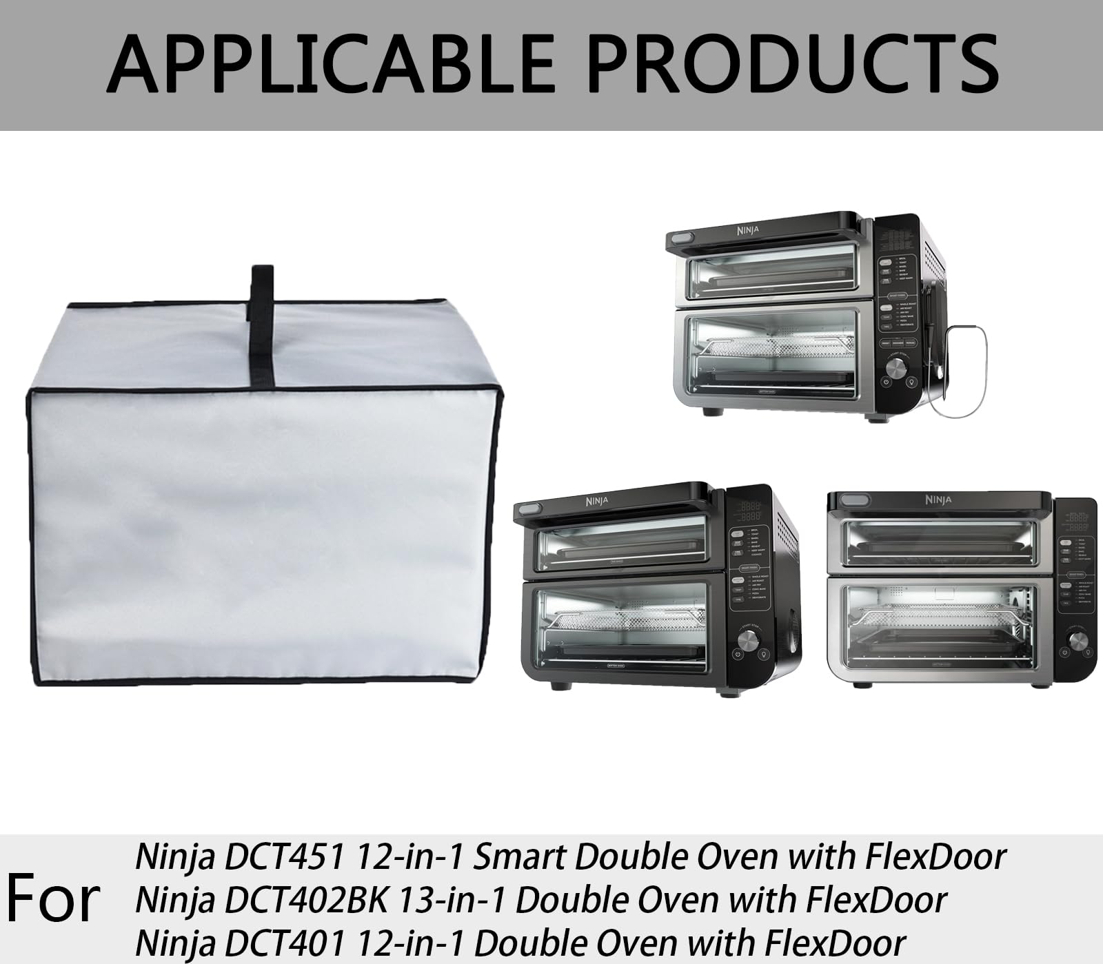 CouldyCasi Funda para horno Funda de nylon resistente al calor y al agua compatible con Ninja DCT451/ DCT402BK/ DCT401 Smart Double Oven (Gris)