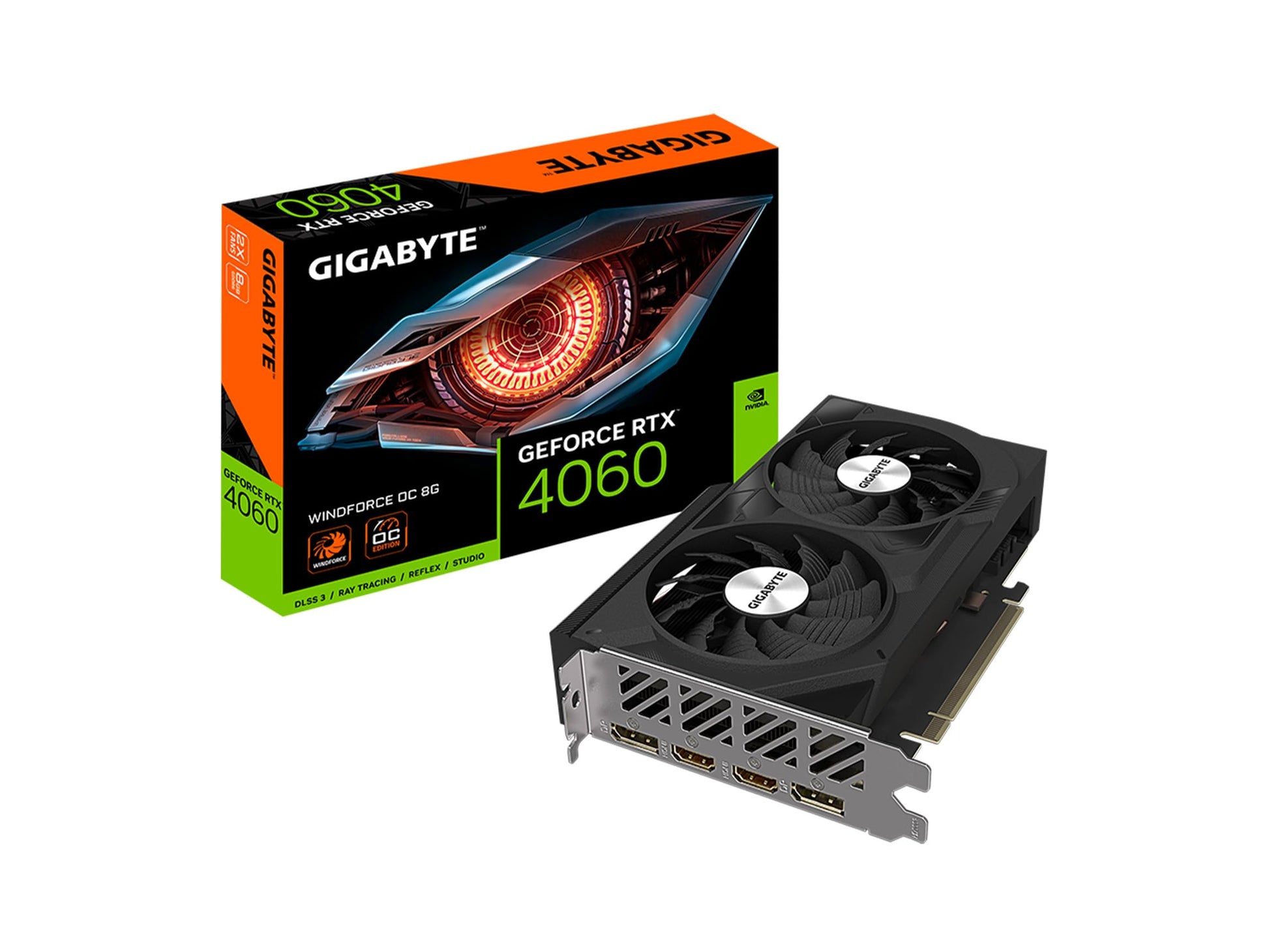 GIGABYTE Tarjeta de Video WindForce GeForce RTX4060 OC 8GB Dual Fan GDDR6 PCIe 4.0 2xHDMI 2xDP