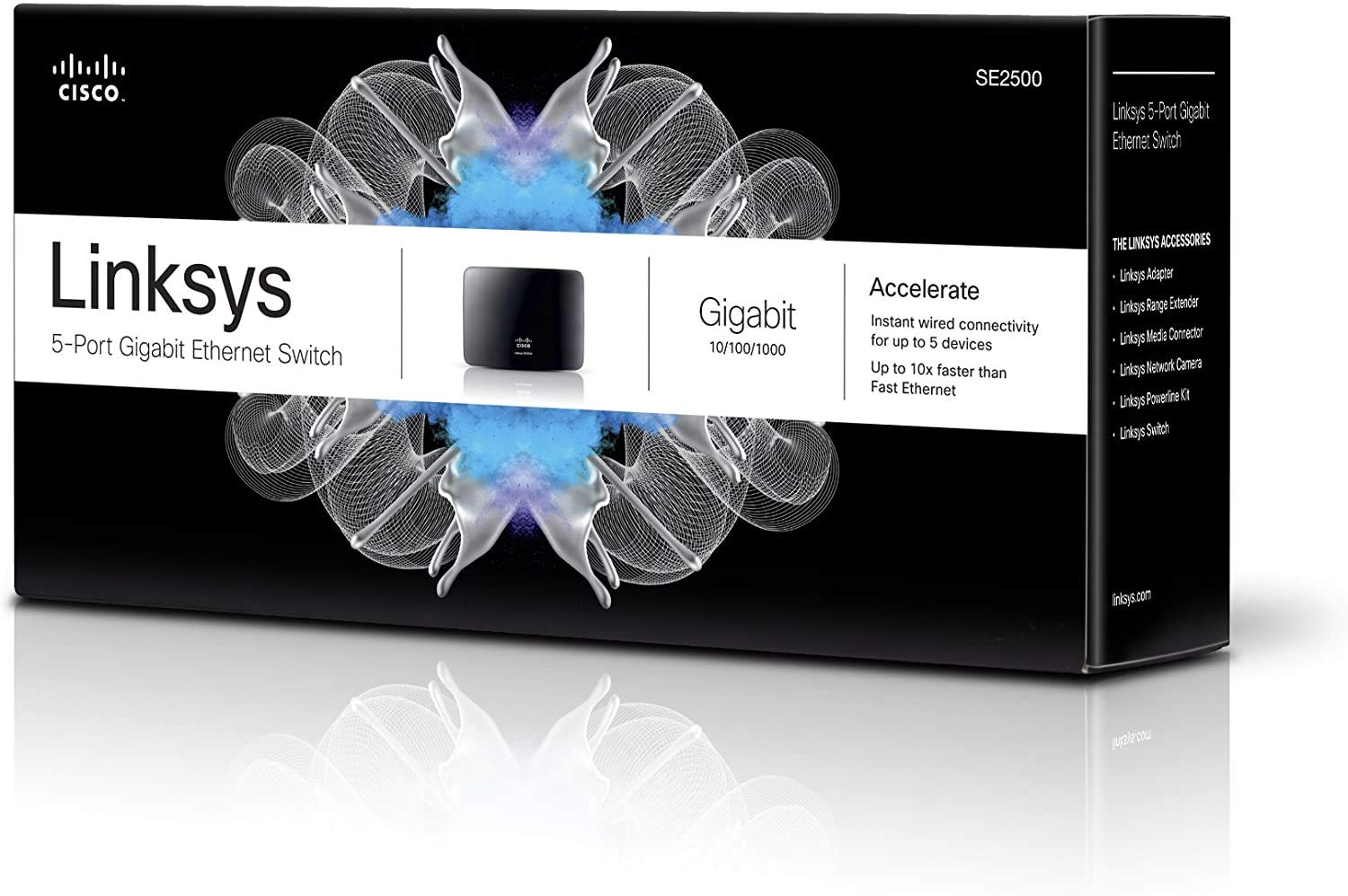 Lynksys 5-Port Gigabit Ethernet Switch - Switch de red, color negro