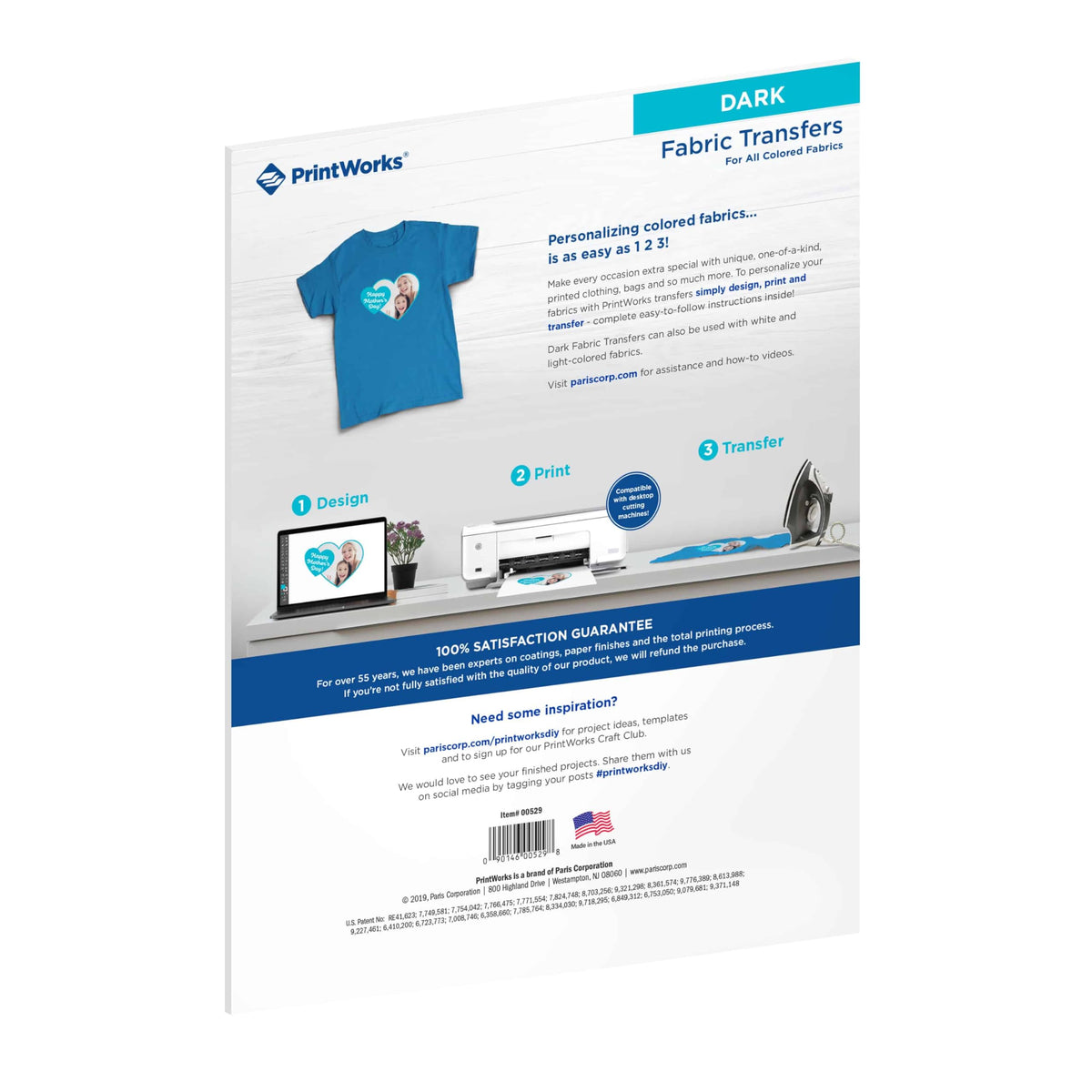 Playera Printworks para Transferencia por Impresoras de Inyección de Tinta Oscuro 5 Sheets