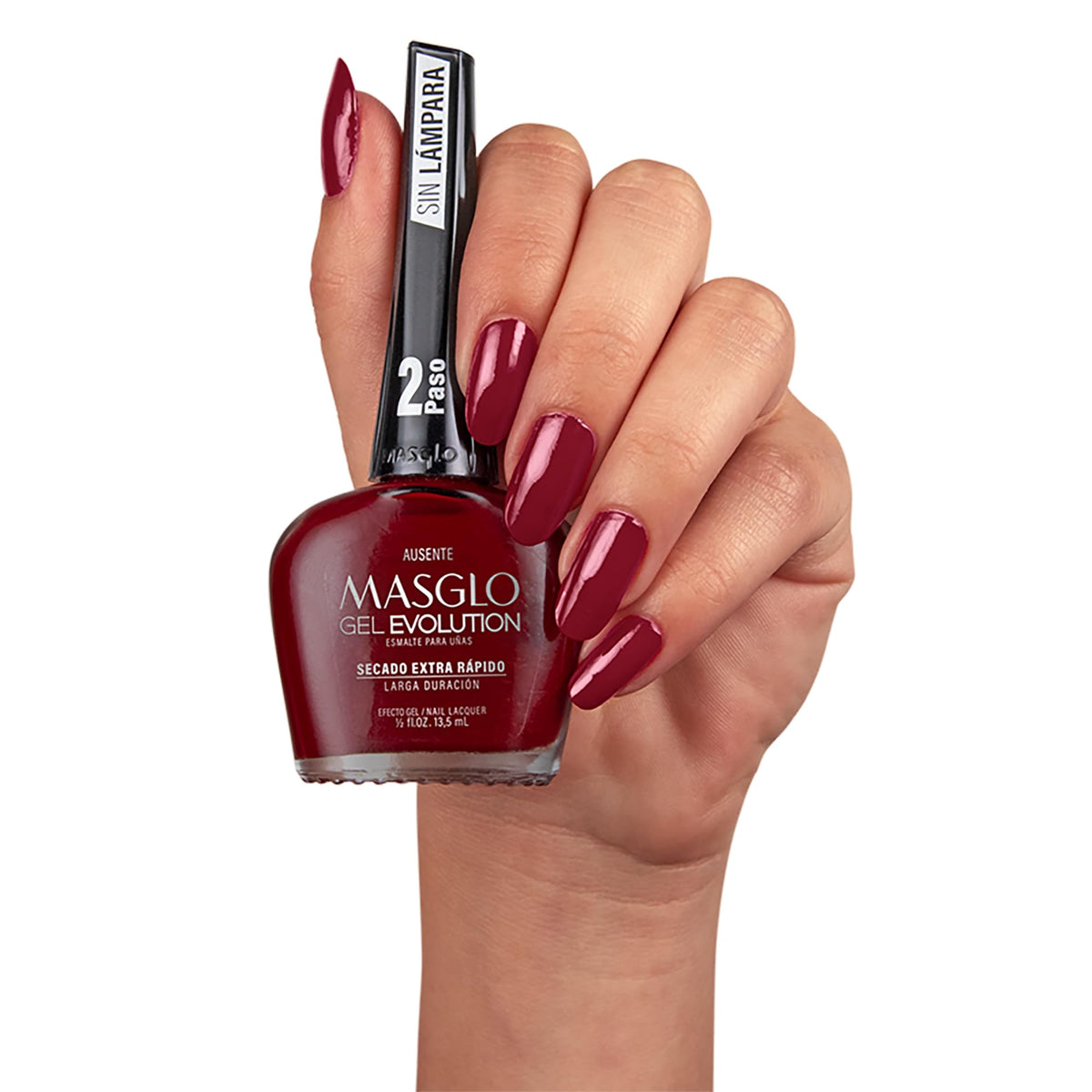 MASGLO- GEL EVOLUTION Esmalte de Uñas Efecto Gel, Sin Lámpara UV/Led, Duración Hasta 12 días, 3 uds Tonos Rojos Co