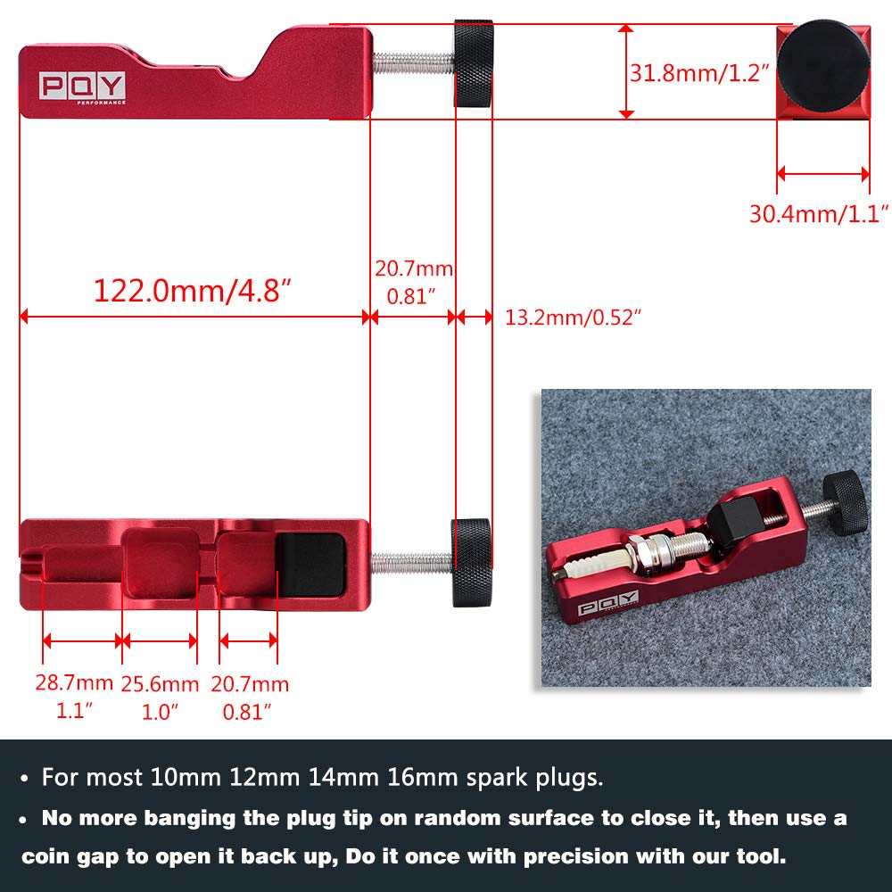 PQY - Herramienta universal para la mayoría de bujías de 10 mm, 12 mm, 14 mm, 16 mm, color rojo