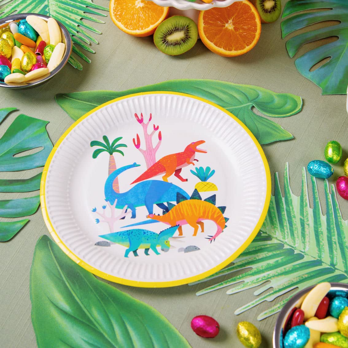 Plato de Papel Talking Tables Mixtos Dinosaurio 23 cm 8 Unidades