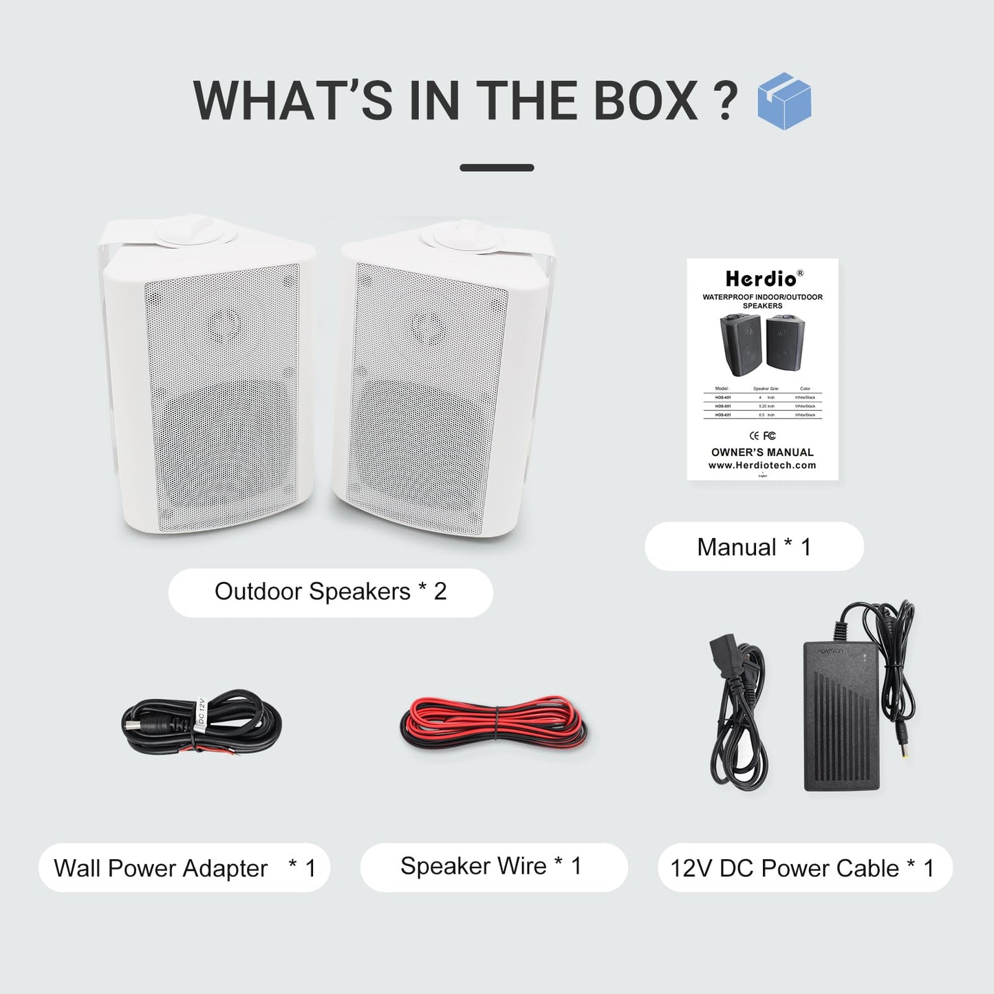 Herdio 4 Pulgadas al Aire Libre Altavoces Bluetooth Impermeable inalámbrico, Interior, Patio, Cubierta de Altavoces de Montaje en Pared (Blanco)