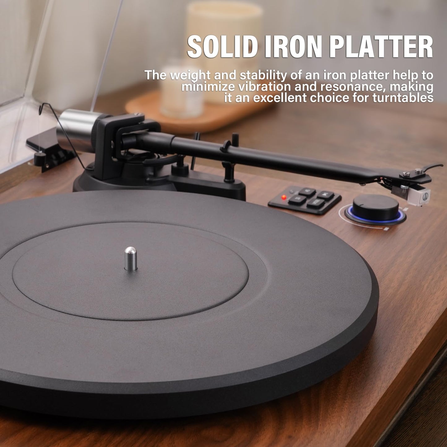FEKTIK - Tocadiscos con Cartucho magnético, Tocadiscos de Vinilo Bluetooth de transmisión por Correa de Alta fidelidad con Altavoces de estantería de 36 vatios, preamplificador Phono Incorporado