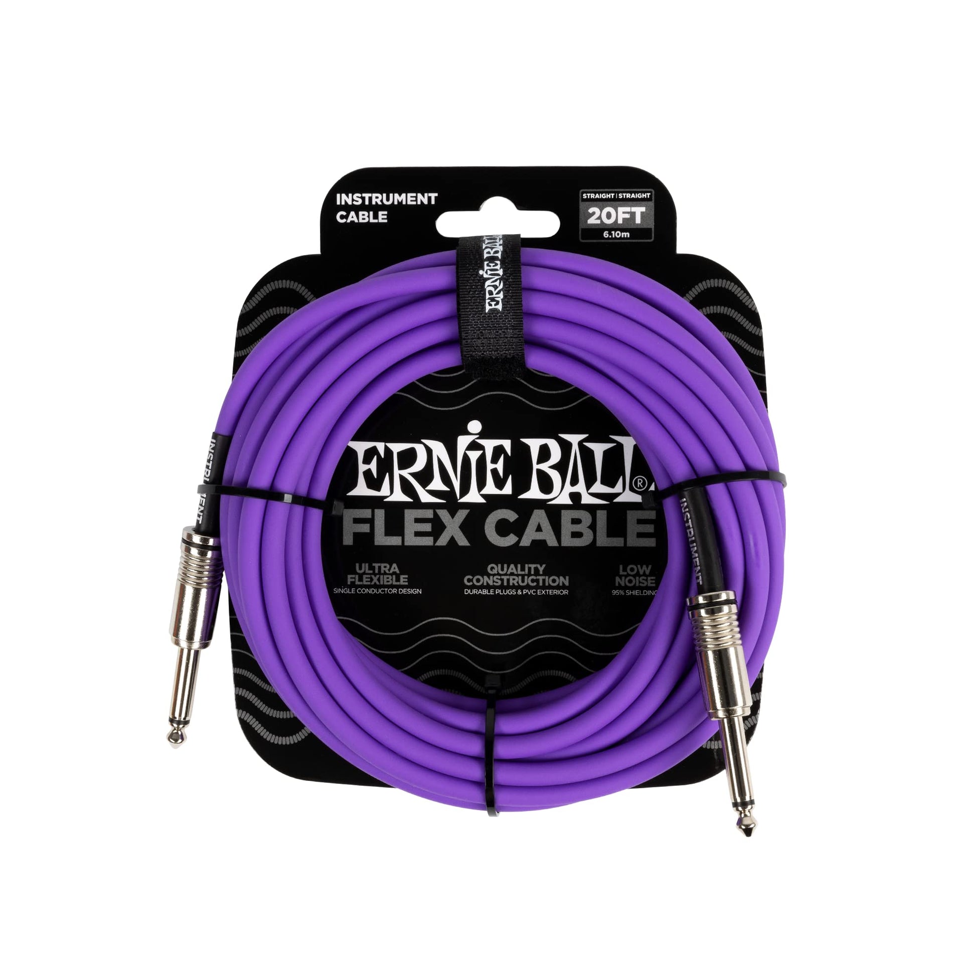 Cable Flex Instrumento Ernie Ball morado recto de 10 pies