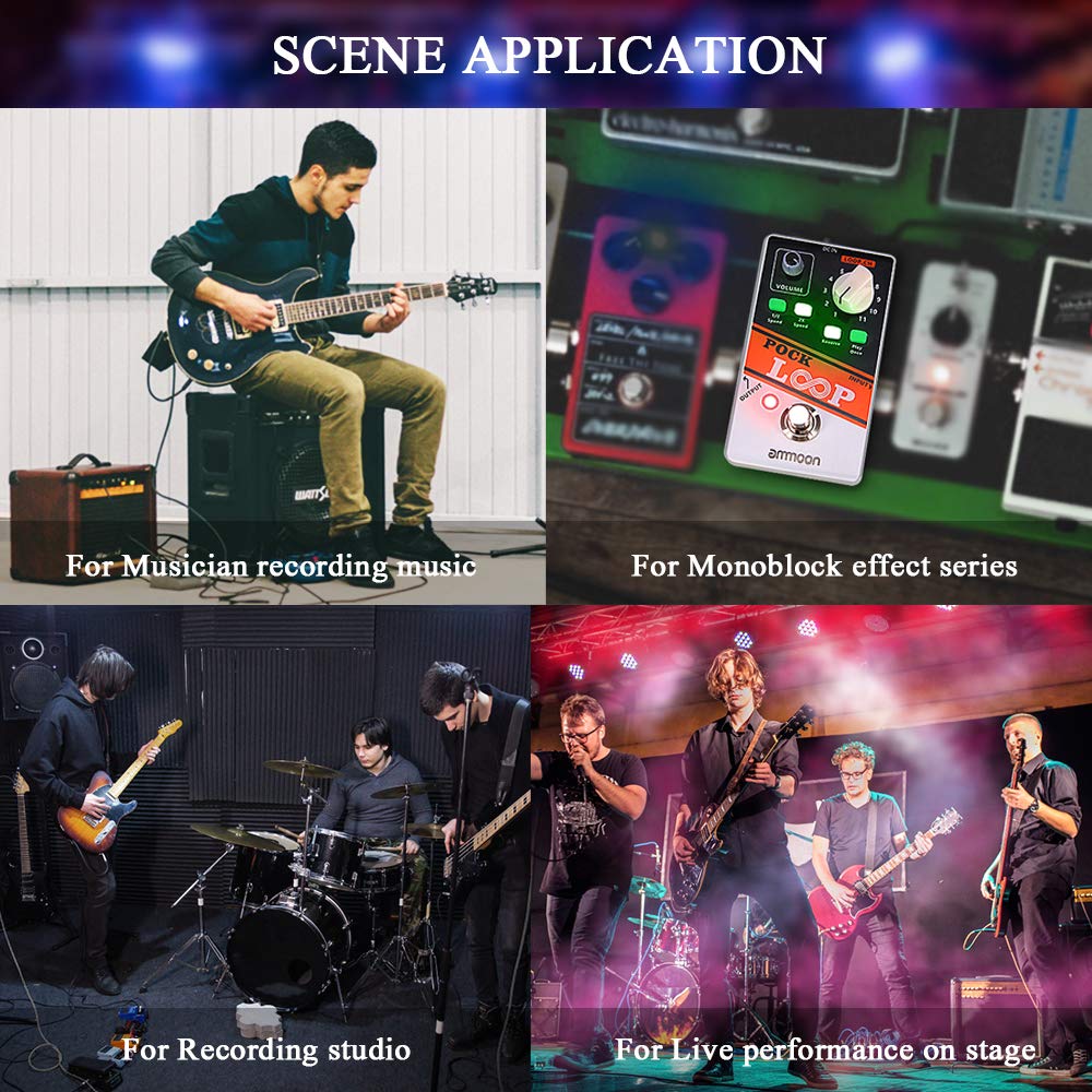 Chooyo Pock Loop Looper Pedal de Efectos de Guitarra 11 loopers Máximo de 330 mios de Tiempo de grabación Admite reproducción de Velocidad 1/2 y 2X Funciones inversas True Bypass