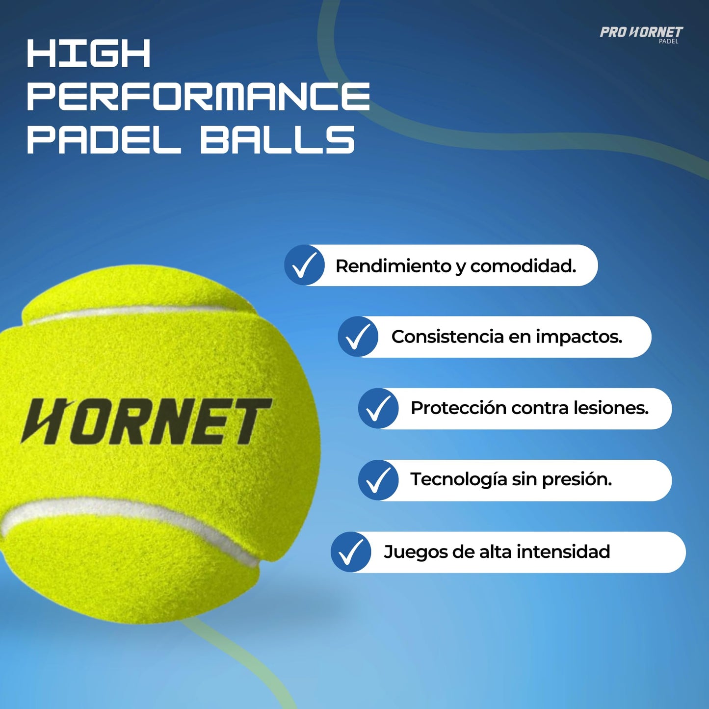 Pelotas de Padel Pro Hornet Amarillas Sin Presión para Profesionales y Entrenamientos