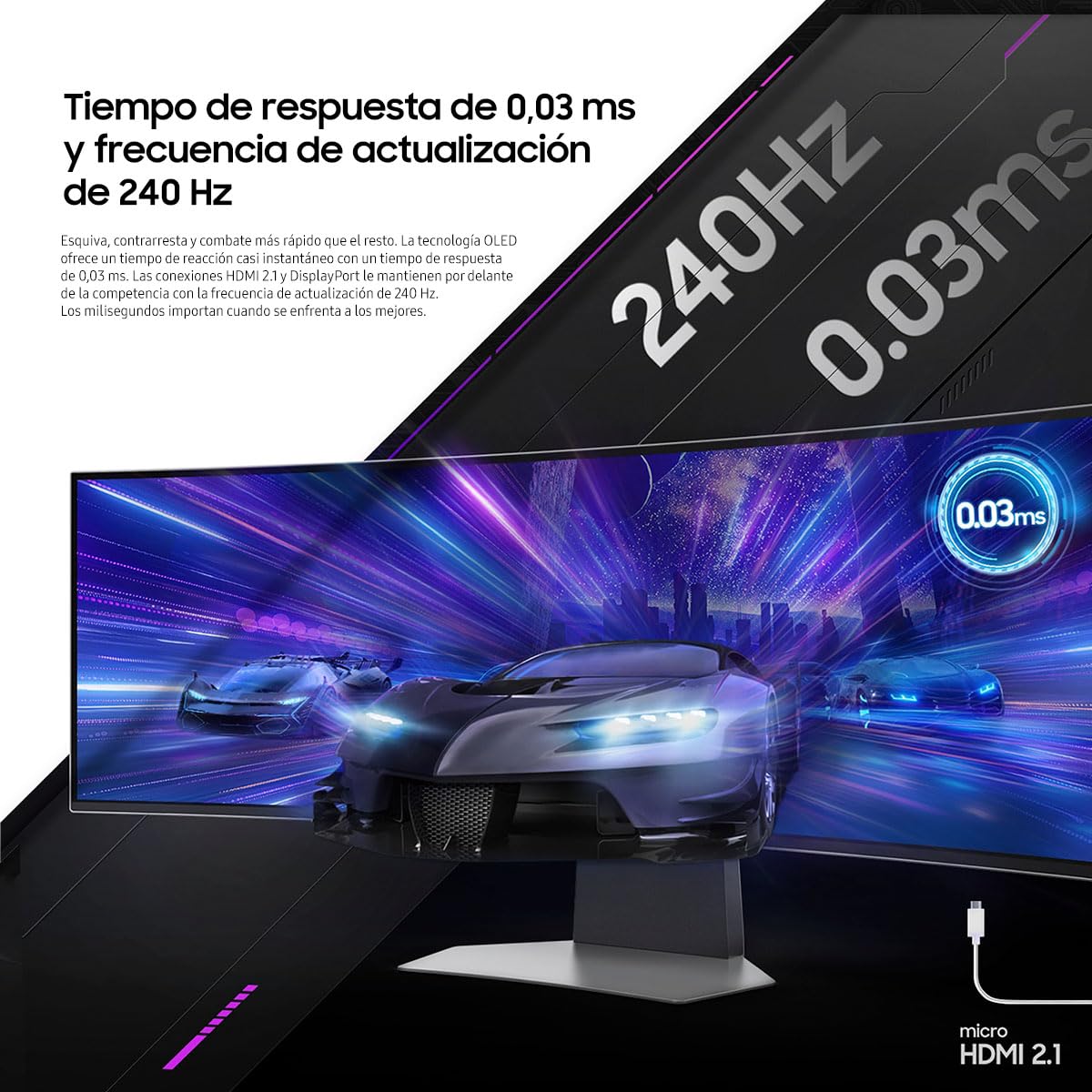 Monitor Gaming Samsung Odyssey G9 49 Pulgadas Curvo OLED .03 ms 240 Hz Smart