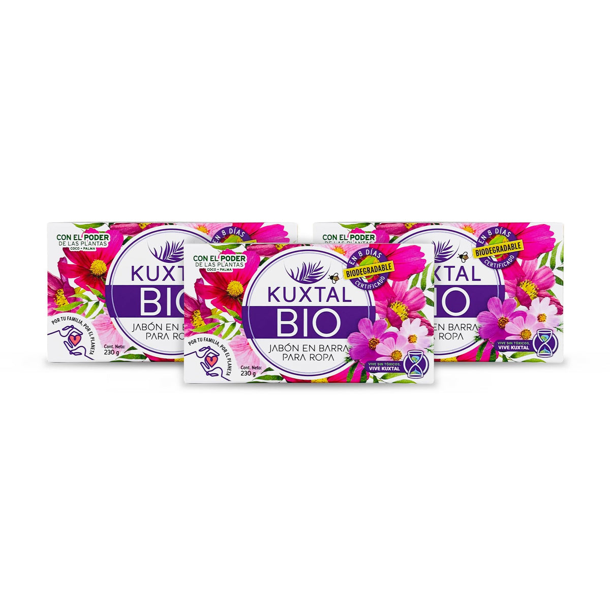 KUXTAL Jabón en Barra para Ropa Paquete de 3, Limpieza Profunda y Suavidad, Ideal para Ropa Delicada y Ropa Interior, Fórmula con Ingredientes Naturales, Biodegradable Certificación OECD 301-A