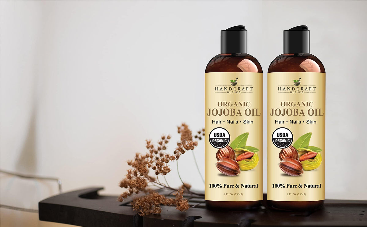 Handcraft Blends Usda Aceite de Jojoba Orgánico - 8 FlOz - Puro y Natural - Aceite de Grado Premium para Rostro, Cuerpo y Cabello - Aceite Antienvejecimiento - Prensado En Frío y Sin Hexanos - El Empa