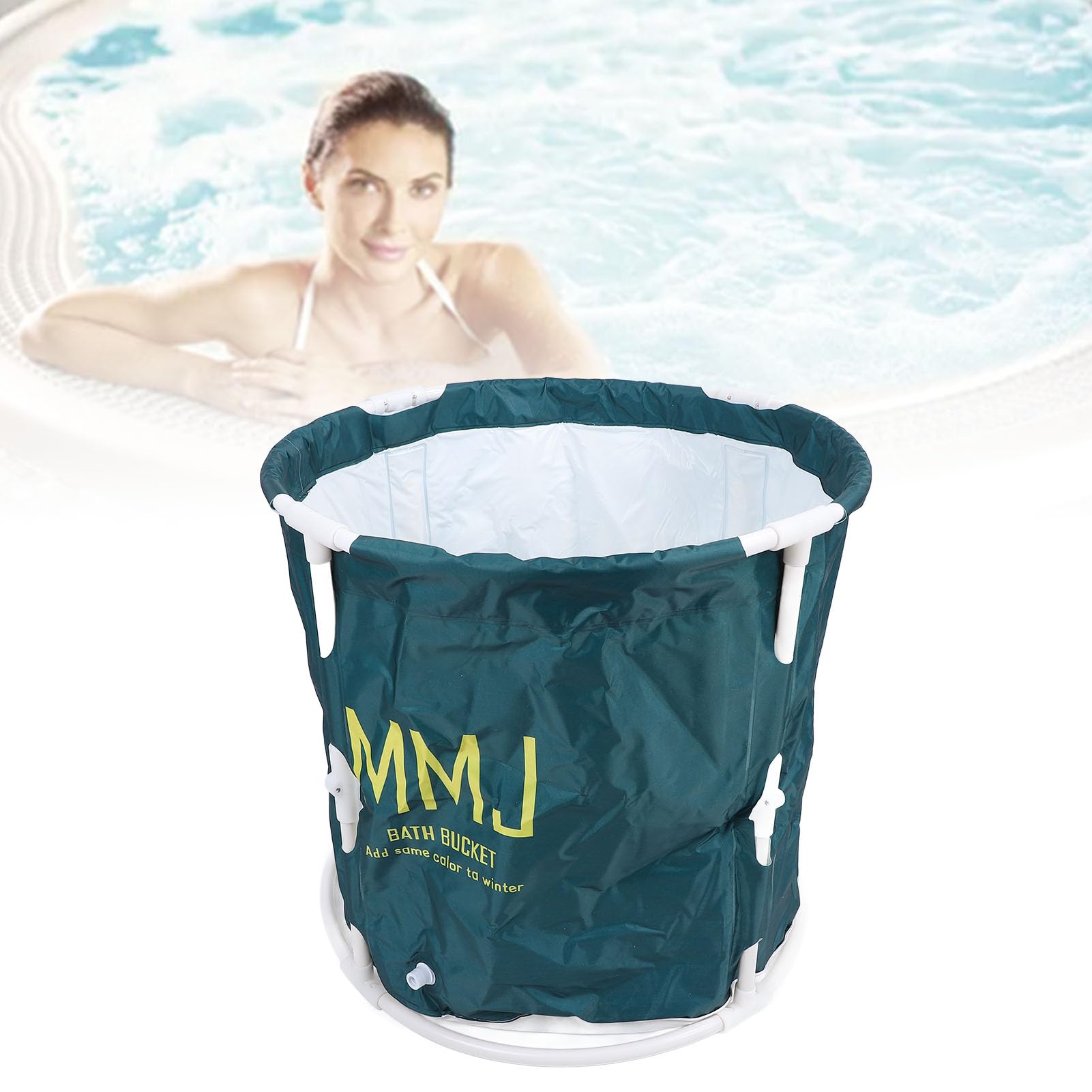 Bañera Plegable Portátil, Bañera Japonesa con Cojín, Bañera De SPA Plegable para Baño para Adultos, Niños Y Niñas, Baño De Hielo Caliente Al Aire Libre/Interior (Verde oscuro)