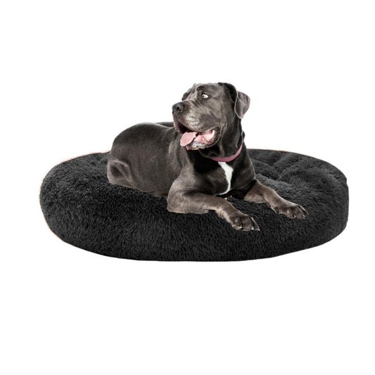 Cama para Mascotas PET TO BED Negra Antiestrés Redonda y Esponjosa