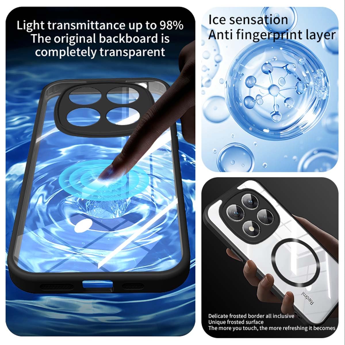 DABUNA YC Funda para Xiaomi Poco X7 5G y Redmi Note 14 Pro 4G y Redmi Note 14 Pro 5G Case, Protectora de Cámara Anticaída Ultra Delgada Cover, Anti-Amarillo Transparente Carcasa