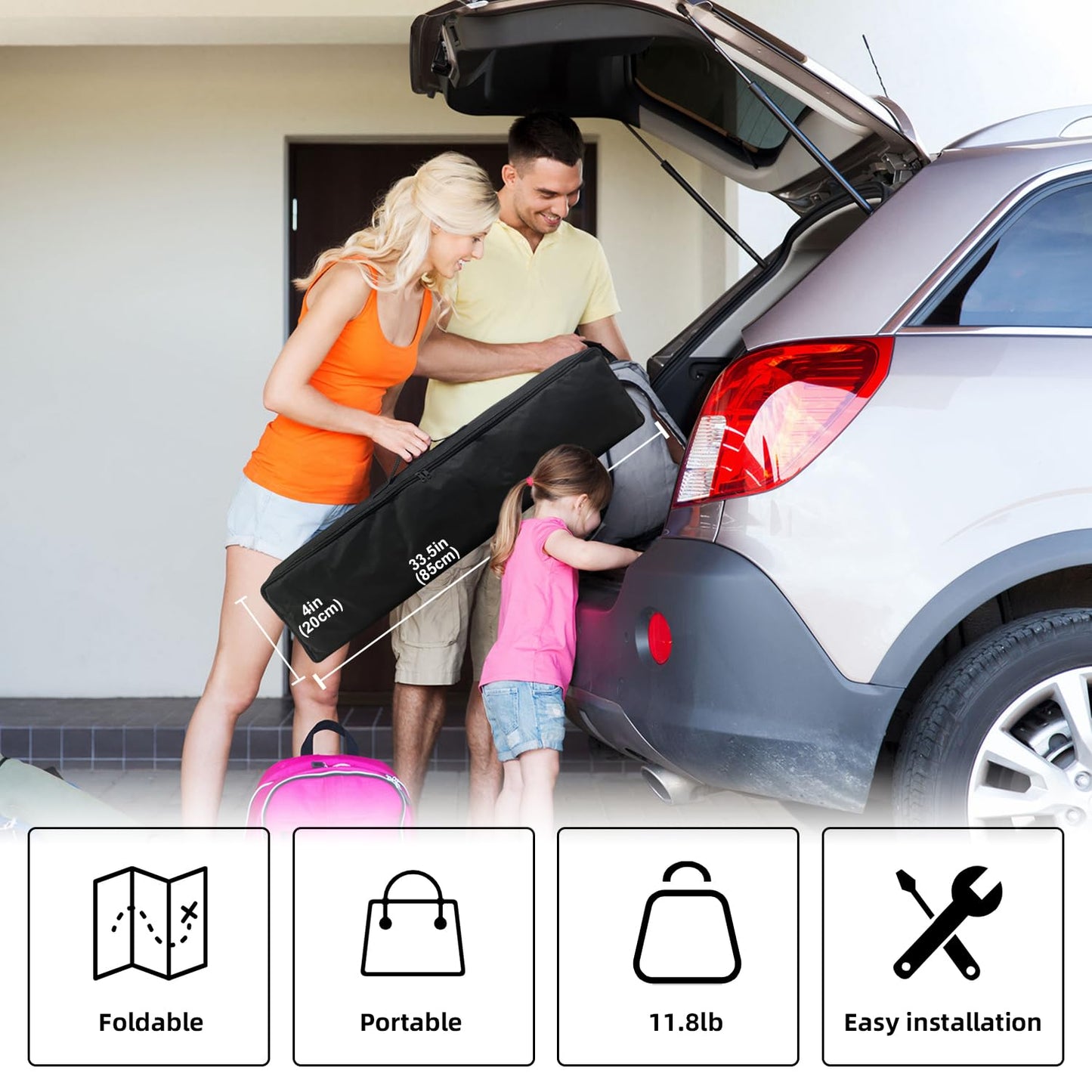 Wootfairy - visualización de proyección portátil y plegable de 150 pulgadas, visualización de proyección 4K HD 16:9, parte trasera frontal sin arrugas, con bolsa de transporte, para interiores y