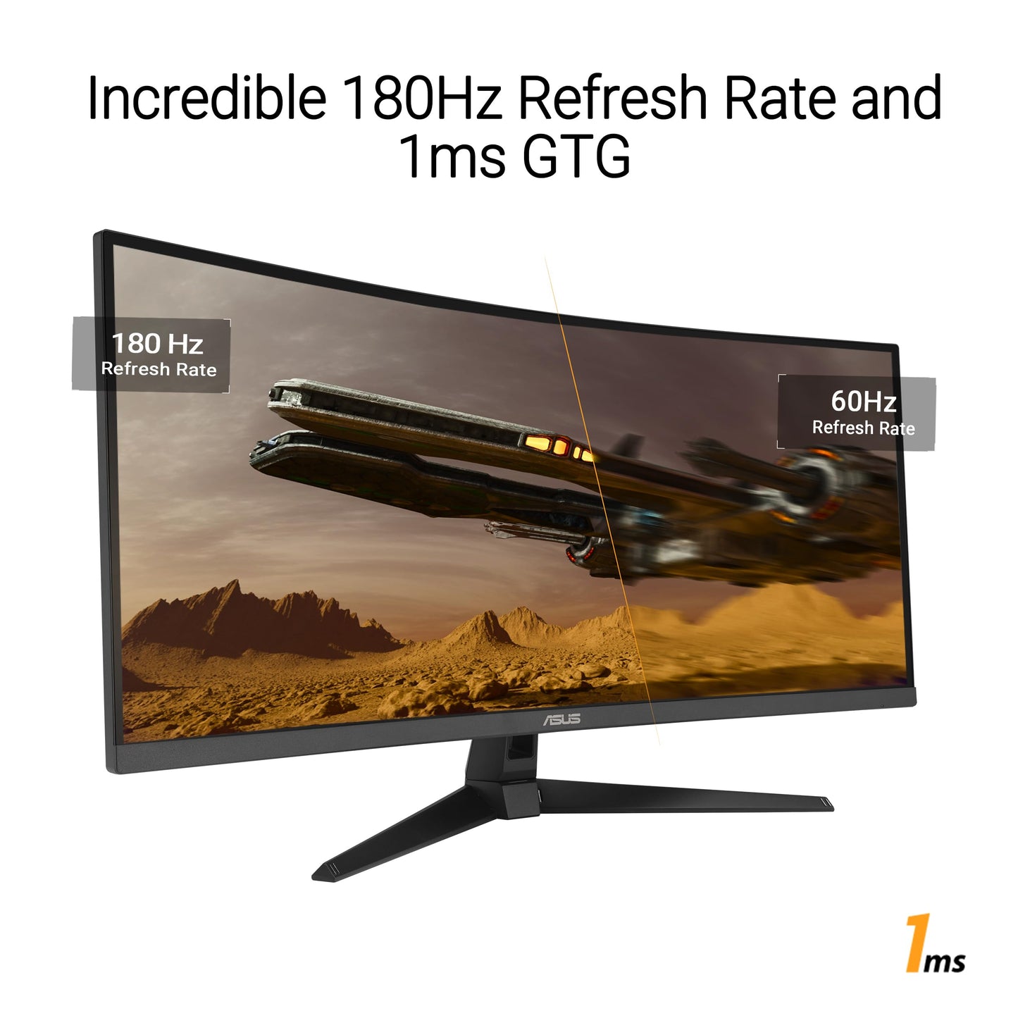 ASUS TUF Gaming Monitor curvado ultra ancho de 34 pulgadas (VG34VQ3B) – 21:9 QHD (3440 x 1440), 180Hz, 1ms, Extreme Low Motion Blur Sync, FreeSync Premium, altavoz, 90% DCI-P3, centro DisplayWidget