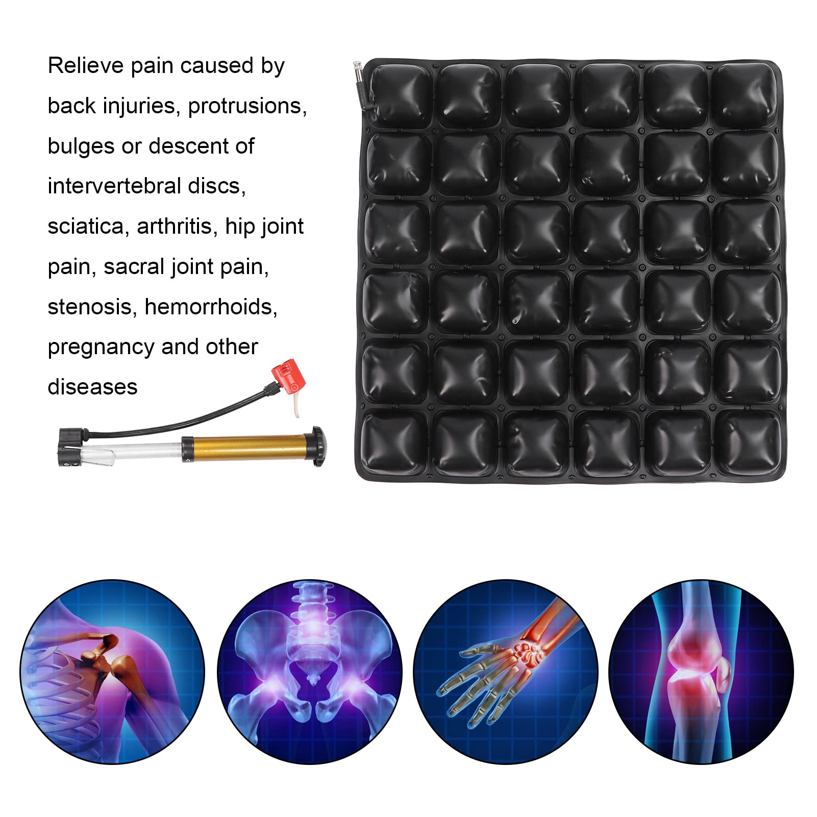 Cojín de Asiento Inflable, Cama de Aire Cojín Antiescaras de Asiento 3D Coche para Silla de Ruedas Transpirable Cojines de Vehículos Auxiliares Sacro Y Alivio de Ciática para Oficina, Hogar
