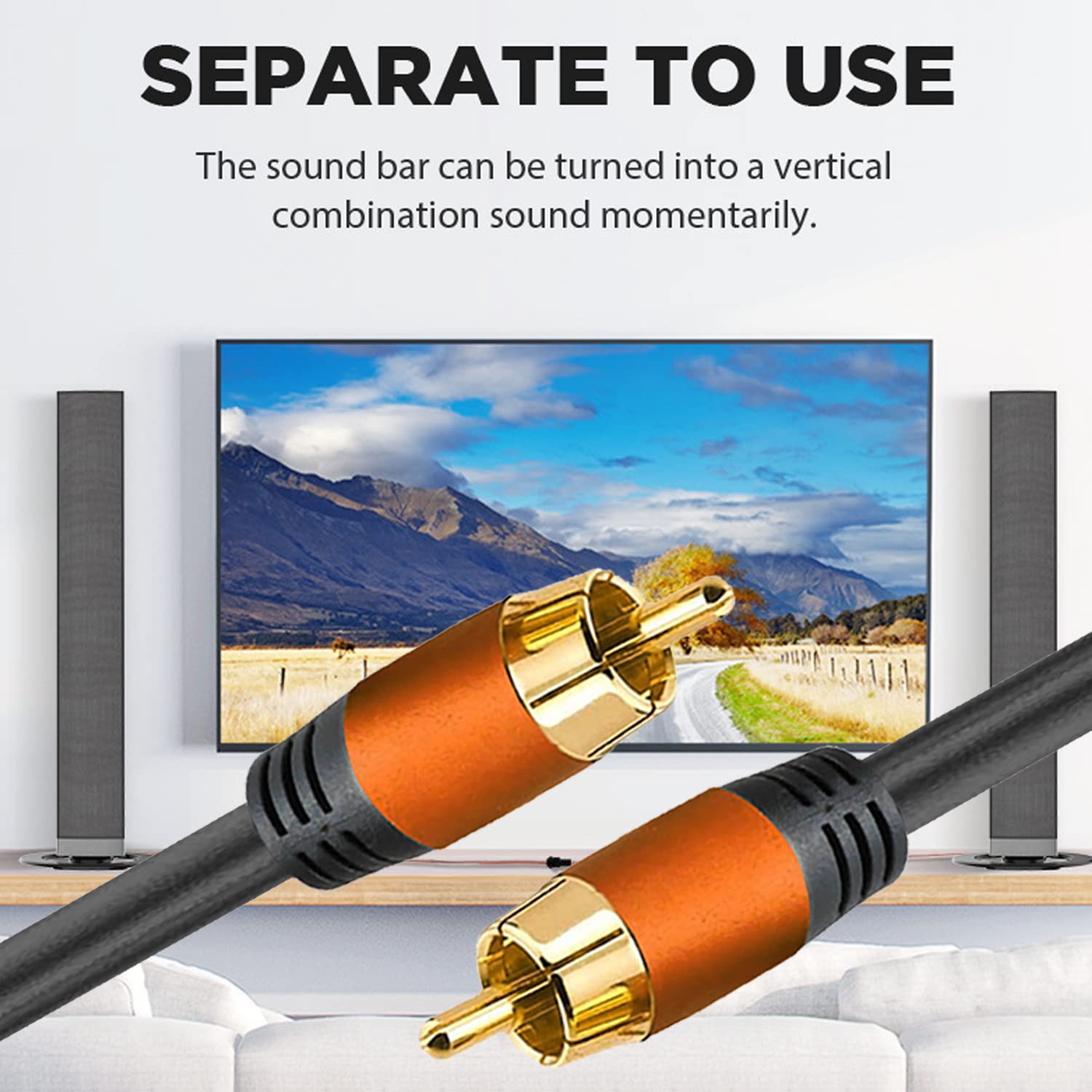 Cable de audio coaxial digital de 16.5 pies, 1RCA macho a 1RCA macho Cable de subwoofer RCA Cable de video para subwoofer, cine en casa, subwoofer de video/audio Cámara de estacionamiento de vista trasera
