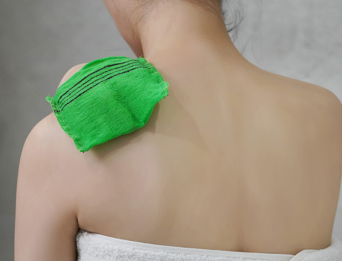 Sofrien New Korean - Guantes de toalla exfoliantes coreanos, toalla de ducha y baño coreana Itaaly (6.29 x 5.3 pulgadas, verde), fabricados en Corea (verde, 30 piezas)