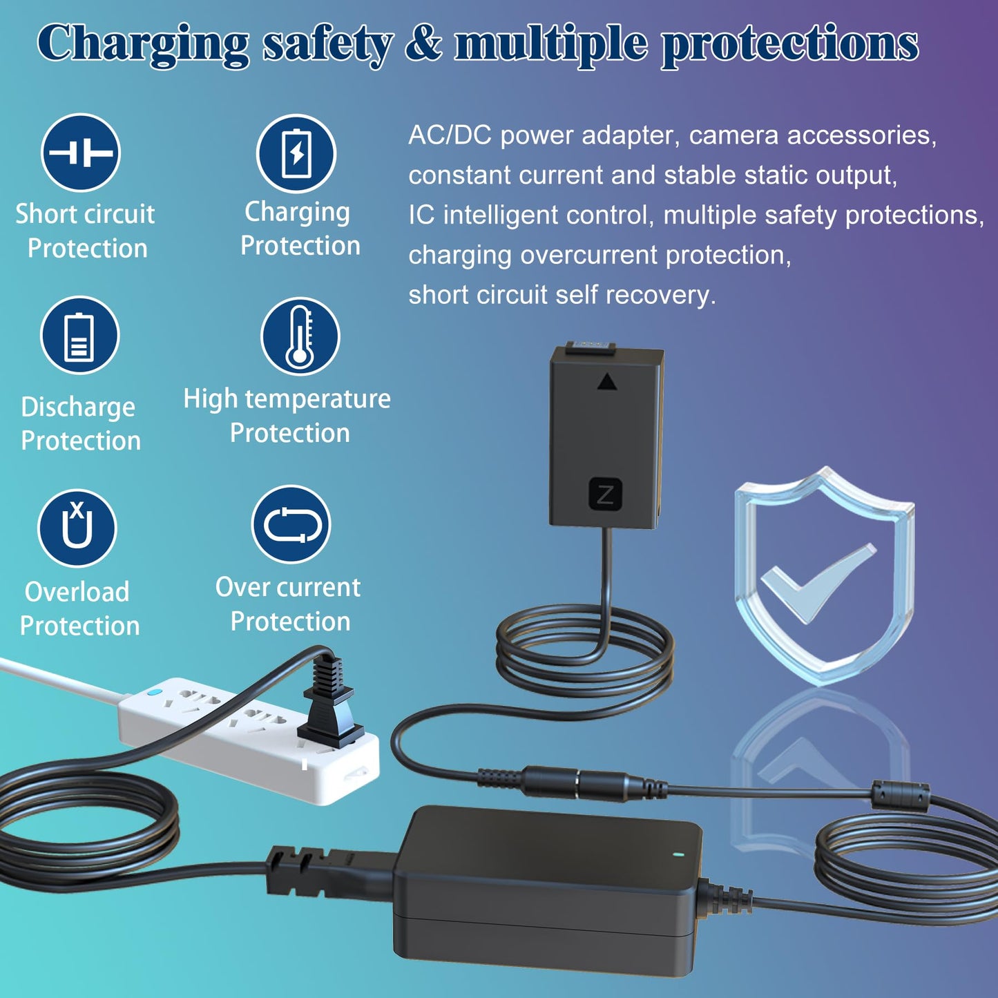 HY1C AC-PW20 CA Adaptador Alimentación Kit Reemplazo NP-FW50 Batería para Sony Alpha A6000 A6100 A6300 A6400 A6500 A5100 ZV-E10 A7 A7II A7SII A7RII A7S A7R Cámaras