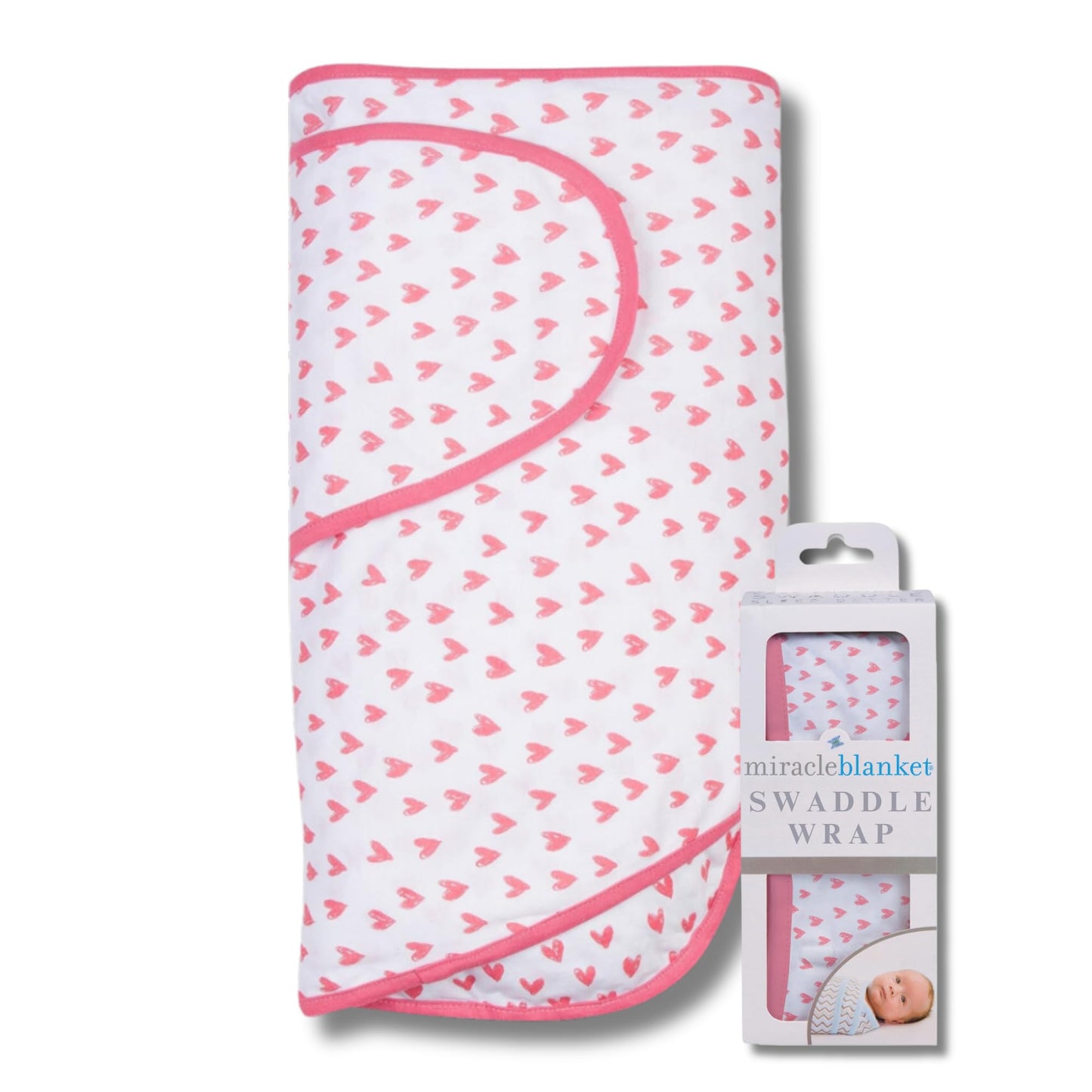 Miracle Blanket Swaddle Mantas Envolventes Portátiles para Dormir para Bebés para Niños o Niñas Recién Nacidos, de 0 a 3 Meses, Corazones de Coral