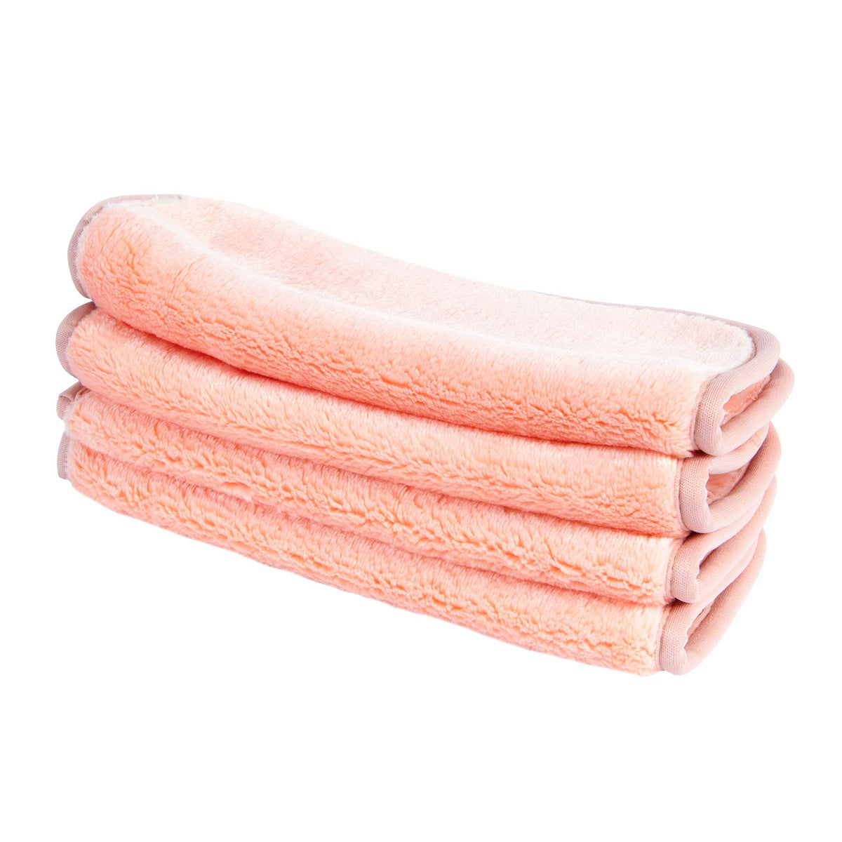 Eurow Paño de limpieza para eliminar maquillaje, lavable y reutilizable, 20.3 x 20.3 cm, coral, paquete de 4