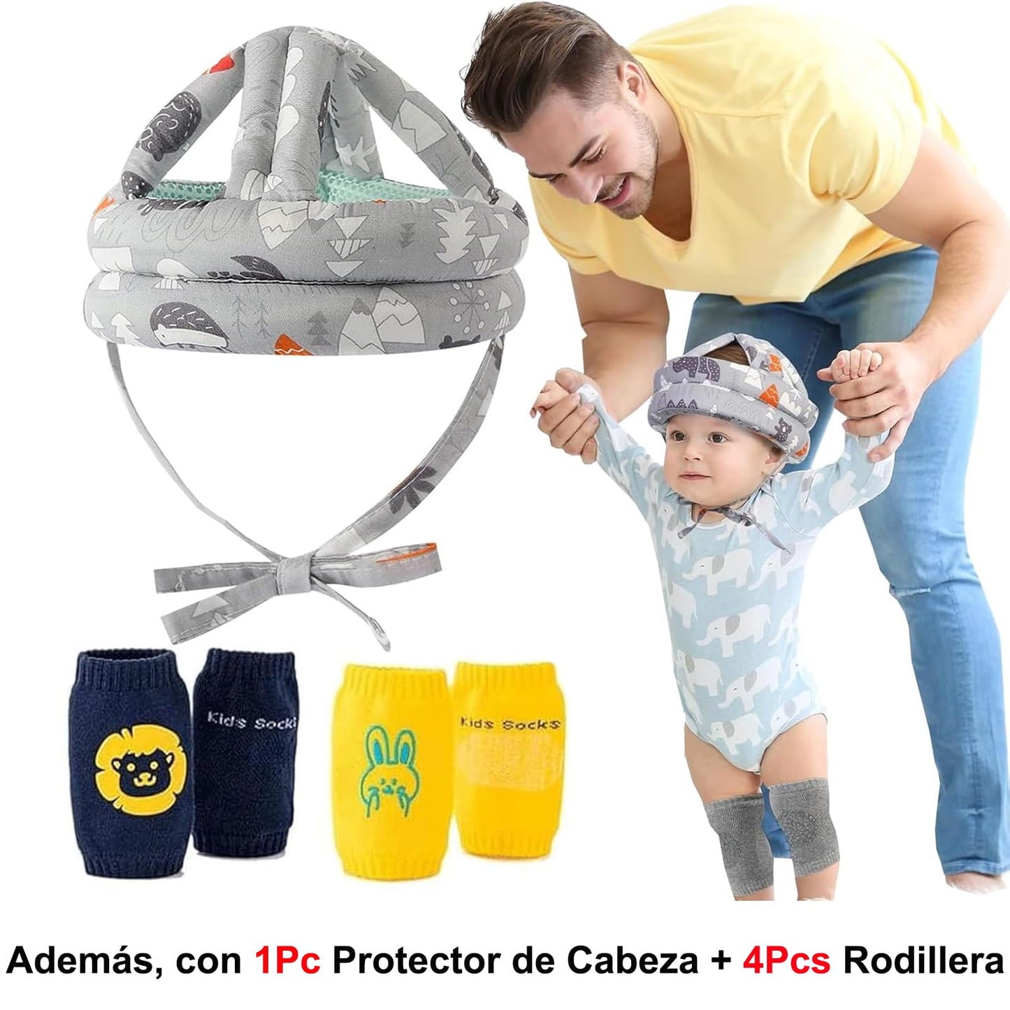 Mochila Portabebé Multifuncional Algodón Azul Oscuro con Asiento de Cadera y Accesorios para Niños