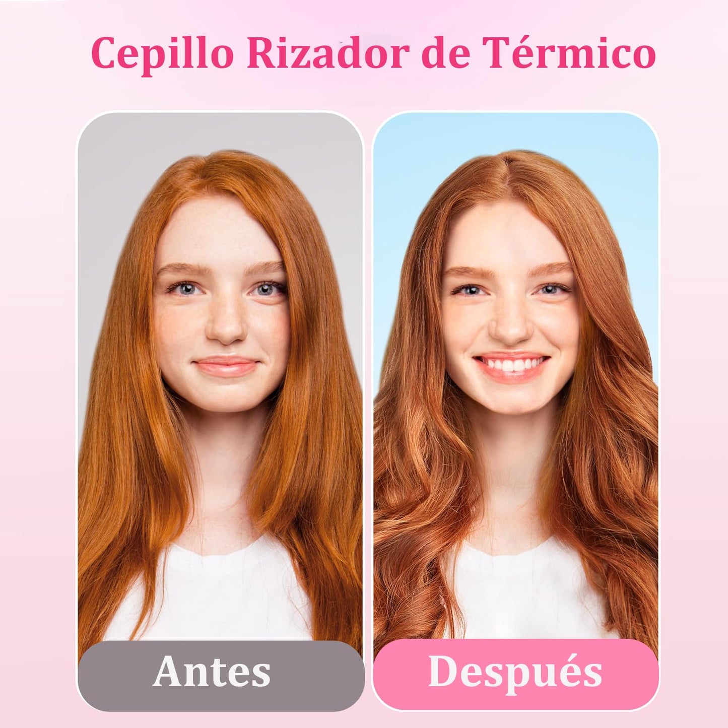 Rizador de Cabello 4 en 1 con Cepillo y Accesorios - Varillas de Cerámica Ajustables para Peinado Rápido y Fácil de Cabello Largo y Corto - Calentamiento Instantáneo - Herramientas Profesionales de Peinado