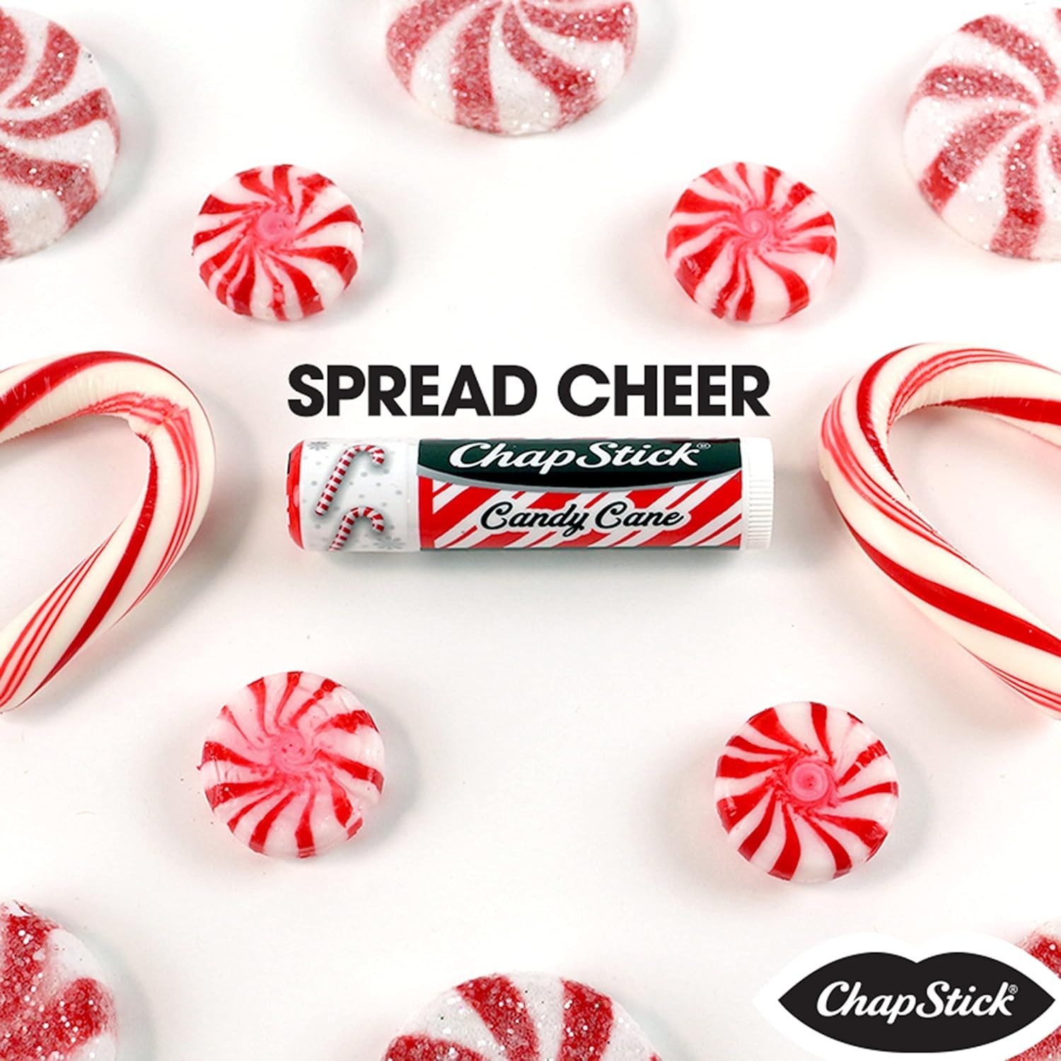Chapstick (Candy Cane Flavor, 0.15 Oz, 3 Sticks) Lip Balm Tube, skin Protectant, Lip Care