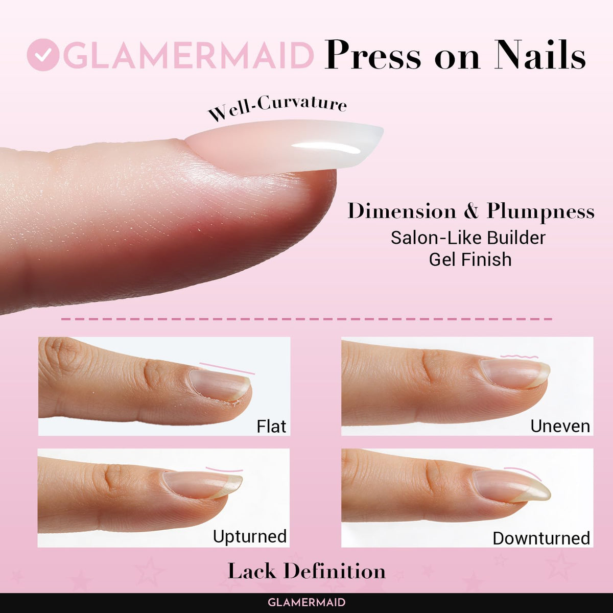 GLAMERMAID Extra Short Press On Uñas - Pure Negro Uñas Falsas Corto Squoval, Natural Redondo Pegamento Cuadrado En Uñas Gel Brillante, Kits de Uñas Postizas Oscuras Acrílicas para Mujeres, Uñas Postiz