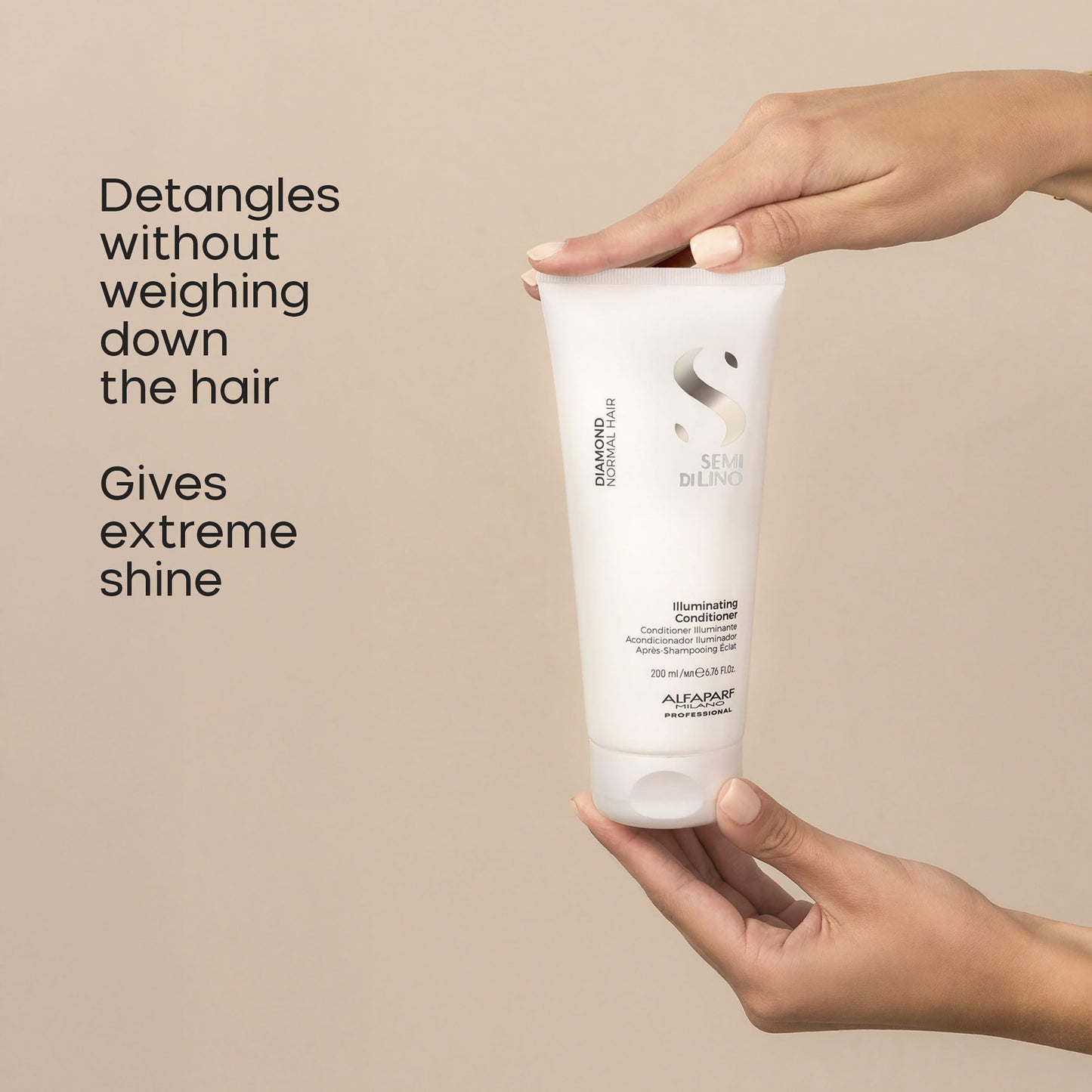 Alfaparf Milano Semi Di Lino Diamond Shine Illuminating Conditioner - Sulfate Free - For Normal Hair - Safe on Color Treated Hair - Paraben and Paraffin Free -Professional Salon Quality - 6.76 fl oz