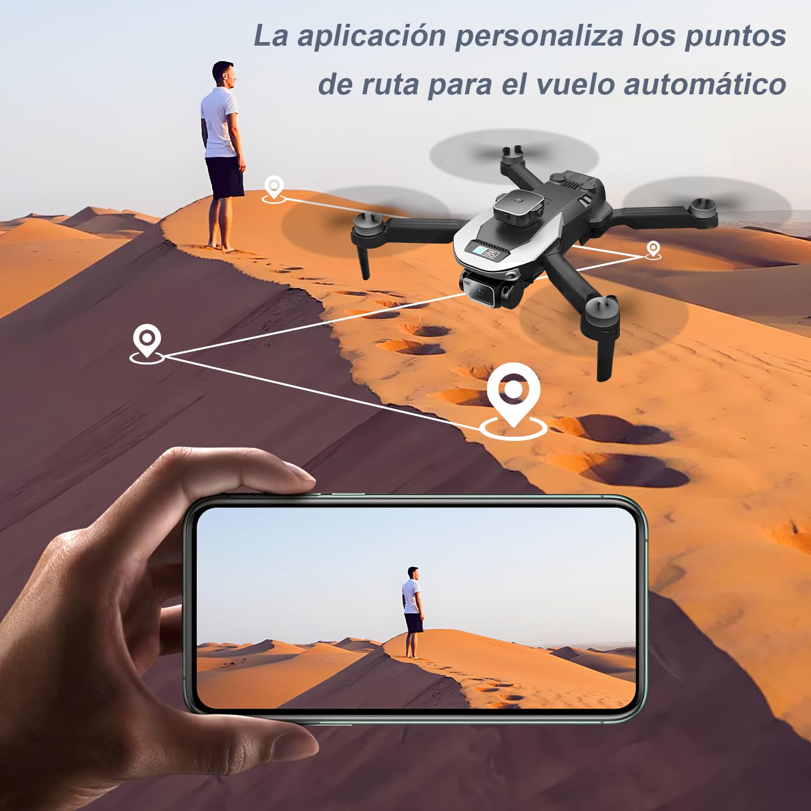AXIDUN-Mini Drones con Cámara 4K，Evitación de Obstáculos en 360°，Los Drones Sin Escobillas Son Duraderos y Resistentes a Los Choques,Cámara Dual 4K,Rastrear El Vuelo,Drone de Largo Alcance y Flujo óptico Profesional，3 Baterias,Mini Drone para Adolescen