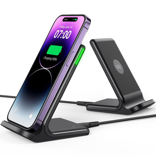 Cargador inalámbrico, INIU [Paquete de 2] 15W Qi Rápida Wireless Charger con Bobinas Dobles y Luz Adaptable para Dormir para iPhone 15 14 13 12 Pro Max X Samsung Galaxy S22 S21 Huawei Xiaomi Google LG